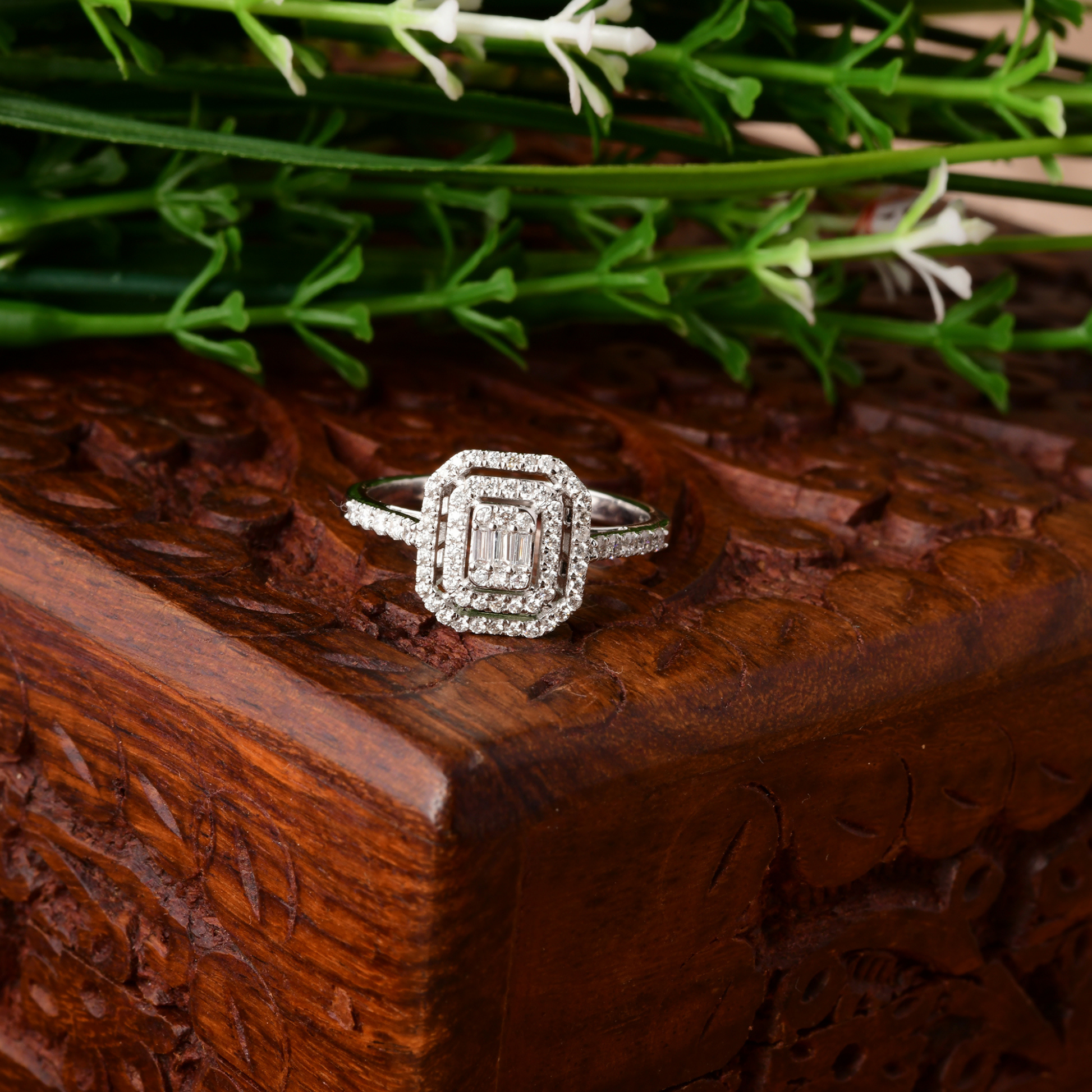 Natural Pave Diamond SI Clarity HI Color Wedding Gold Ring