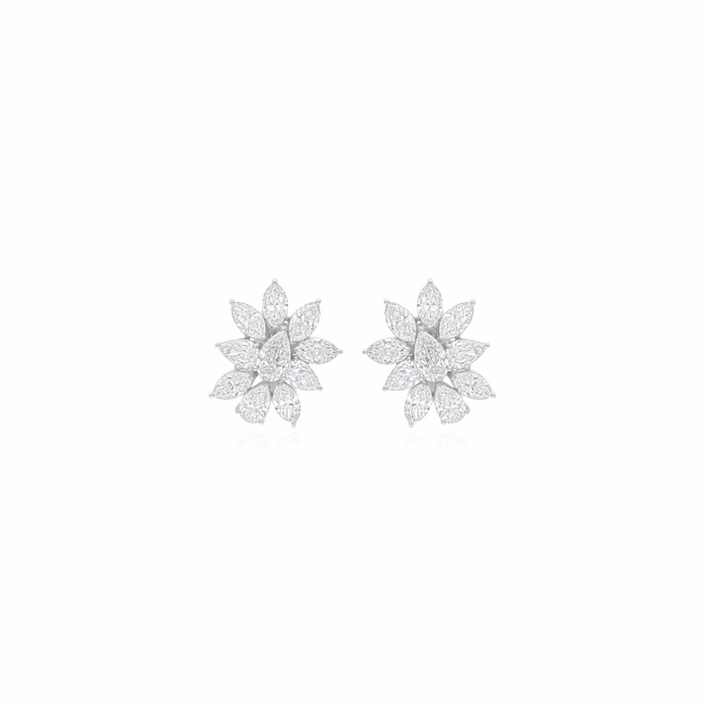 11.40 Ct Marquise Pear Cut Diamond Stud Cluster Earrings in 18K Gold