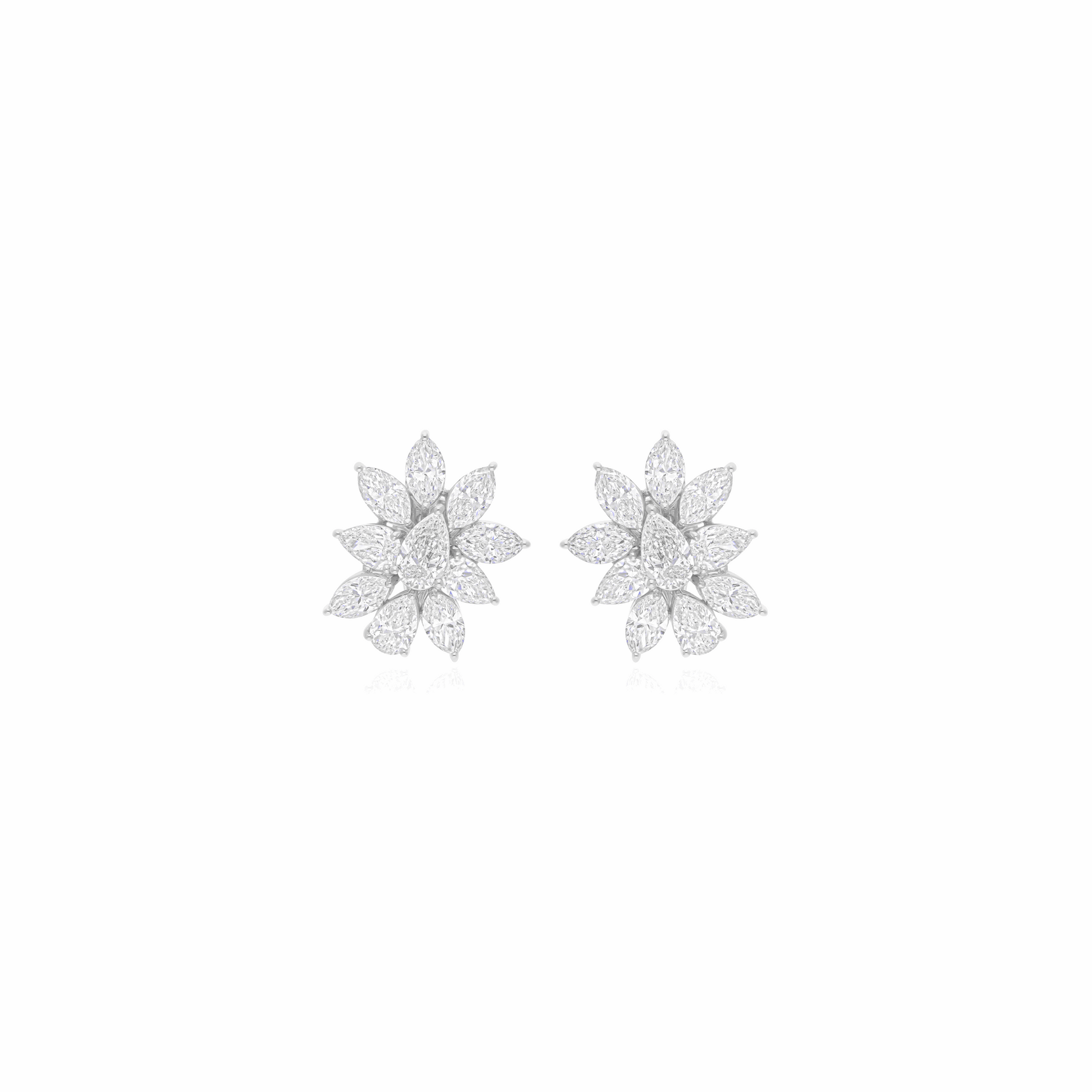 11.40 Ct Marquise Pear Cut Diamond Stud Cluster Earrings in 18K Gold