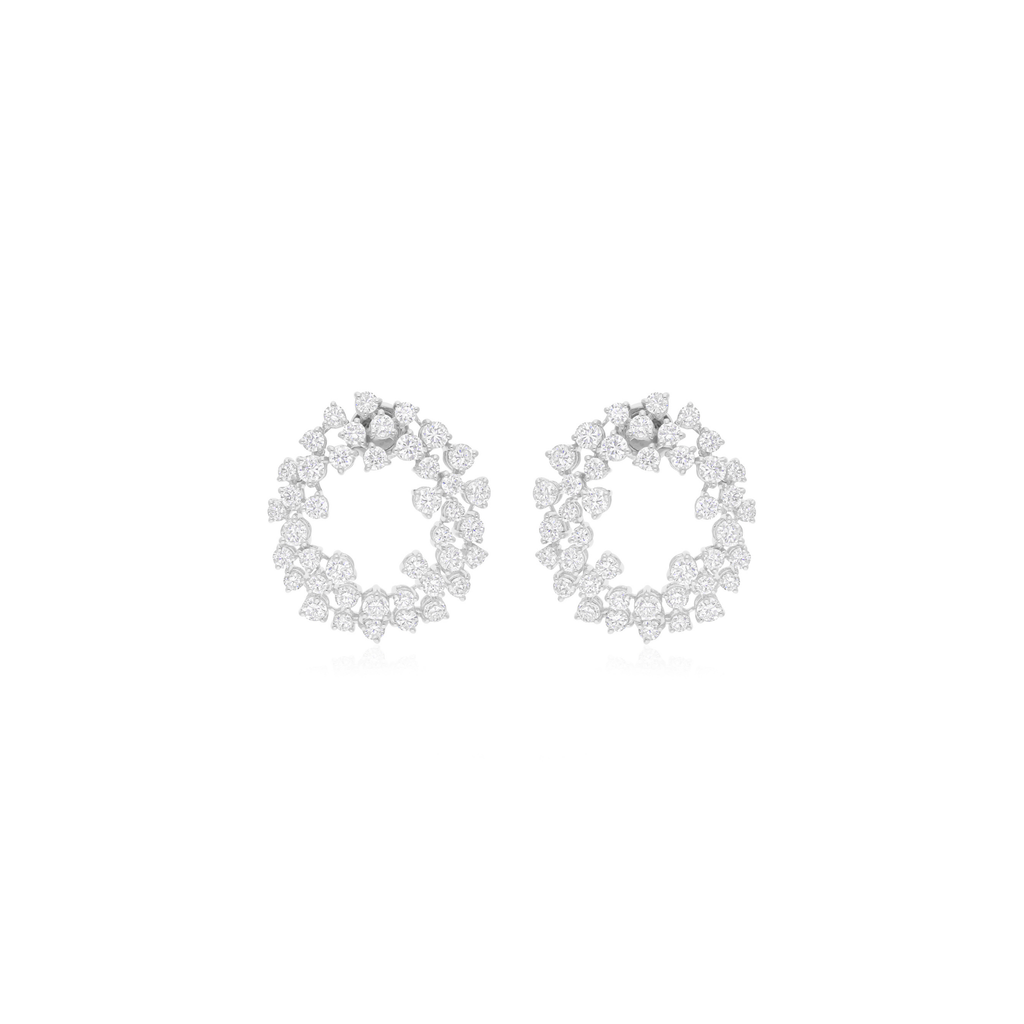 Genuine 6.95 Carat HI/SI Natural Round Diamond Earrings in Gold Fine Jewelry