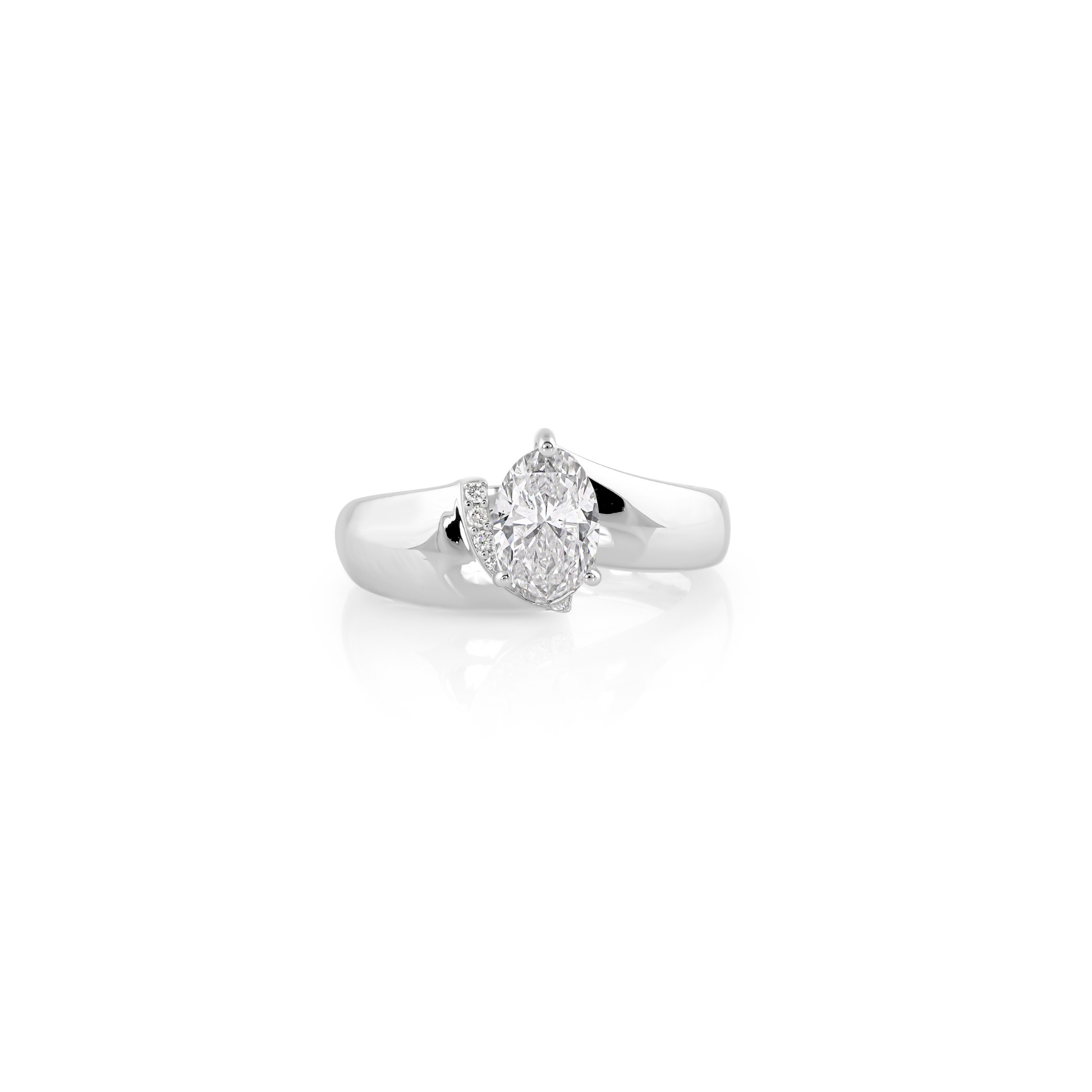 Oval Cut Natural SI Clarity HI Color Diamond Engagement Fine Gold Ring