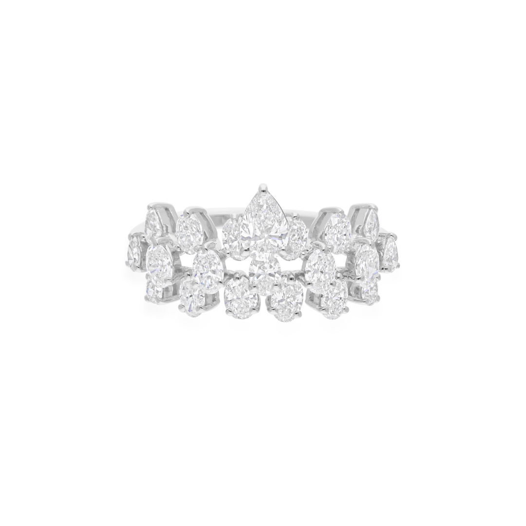 Sparkling Natural Oval Pear Cut 1.73Ct Diamond Gold Anniversary Band Ring