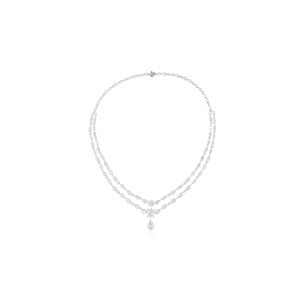 24.16 Carat Multi Cut Natural Diamond Gold Layer Teardrop Necklace