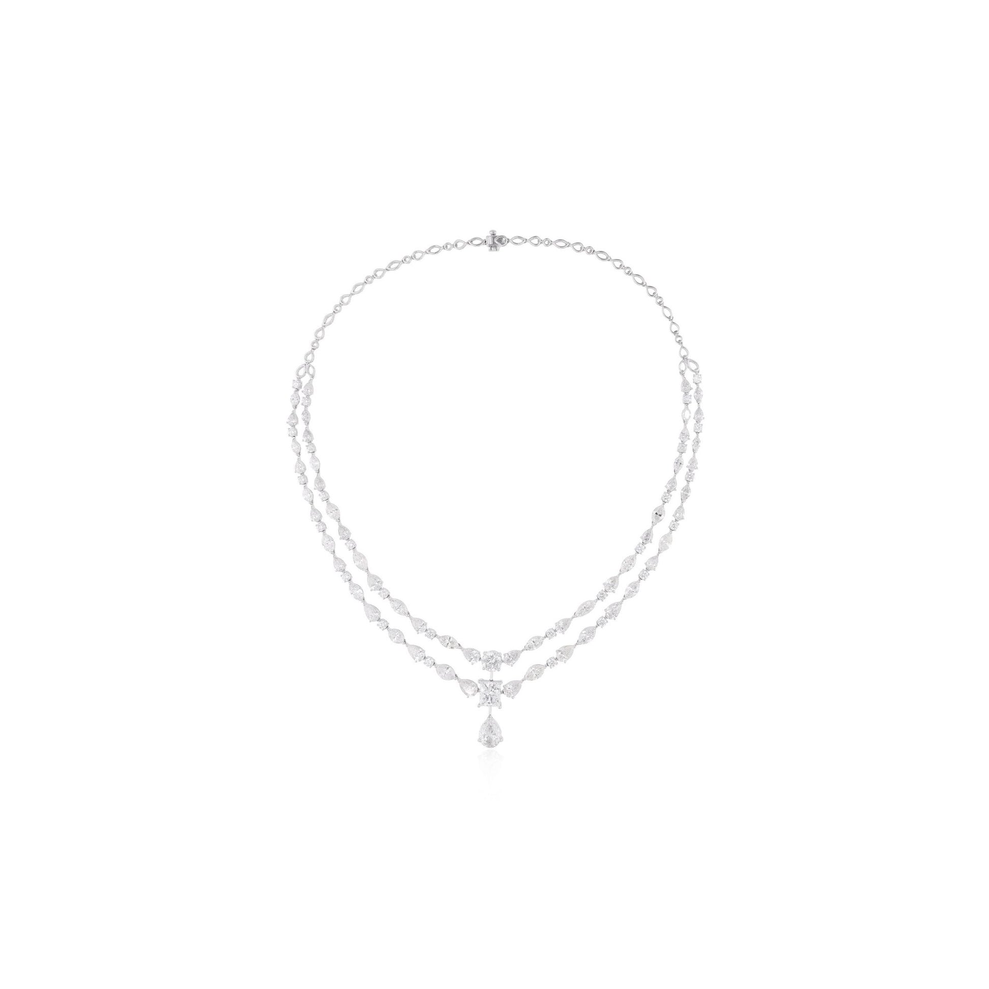 24.16 Carat Multi Cut Natural Diamond Gold Layer Teardrop Necklace