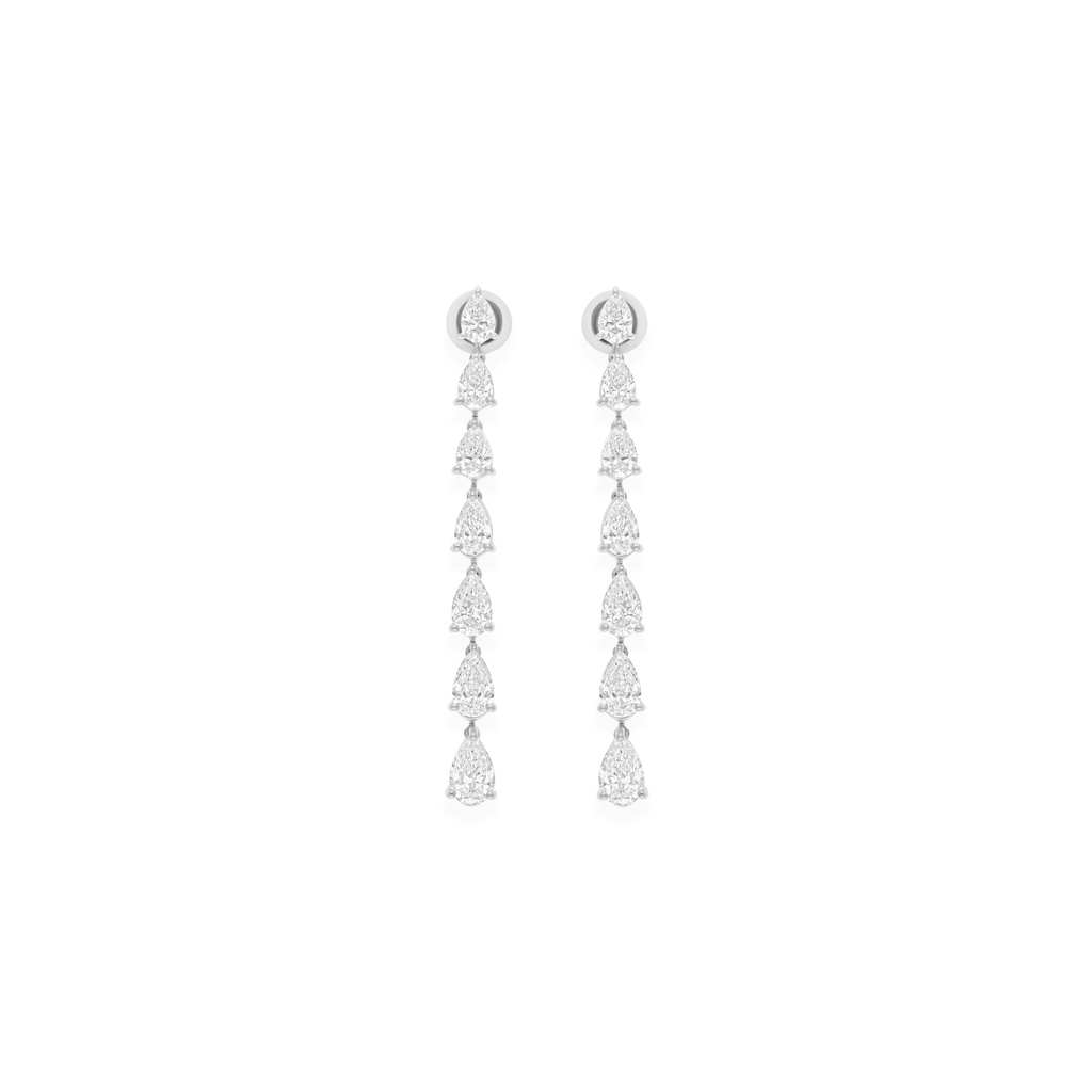 Natural HI Color SI Clarity 6.15 Carat Pear Diamond Gold Dangle Drop Earrings