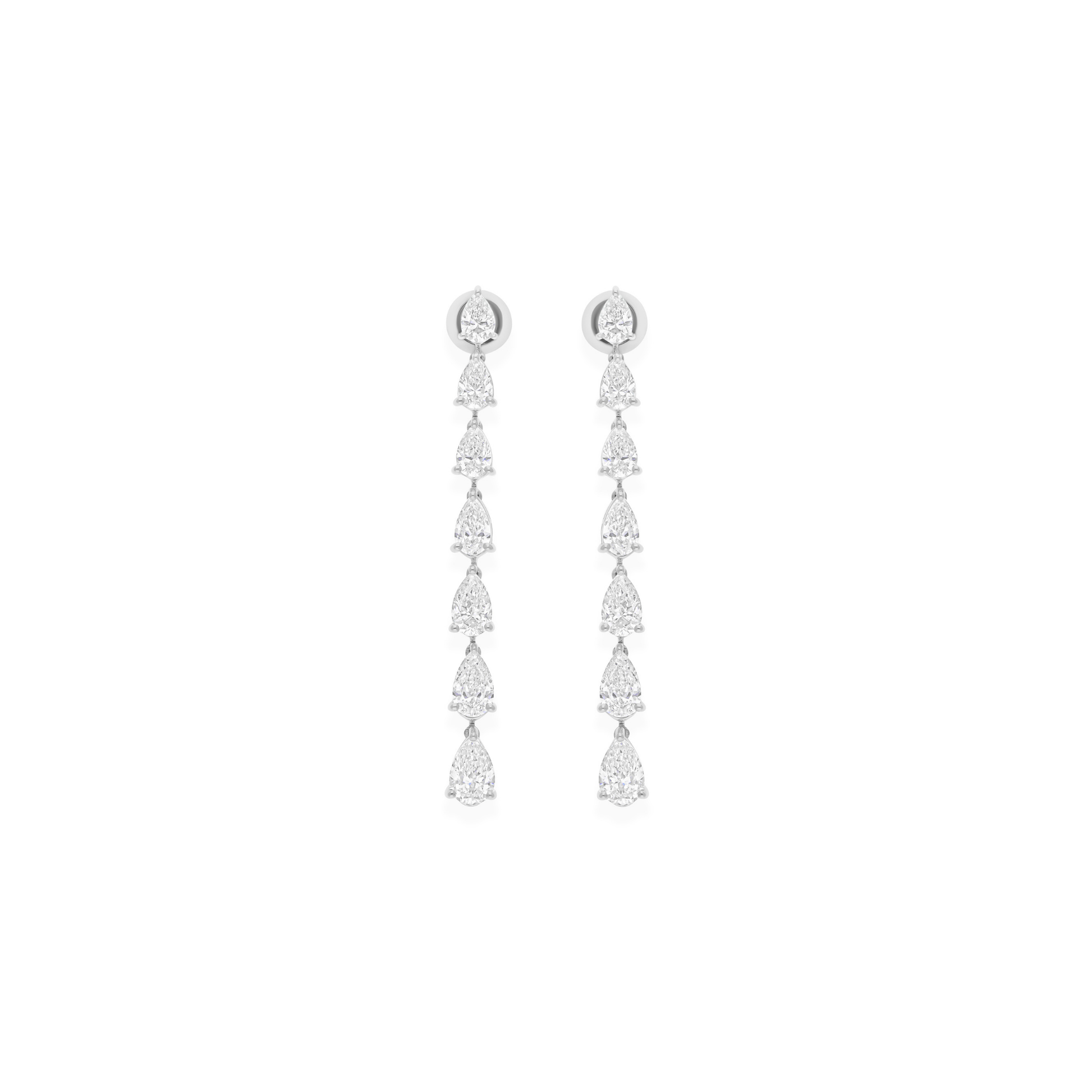 Natural HI Color SI Clarity 6.15 Carat Pear Diamond Gold Dangle Drop Earrings