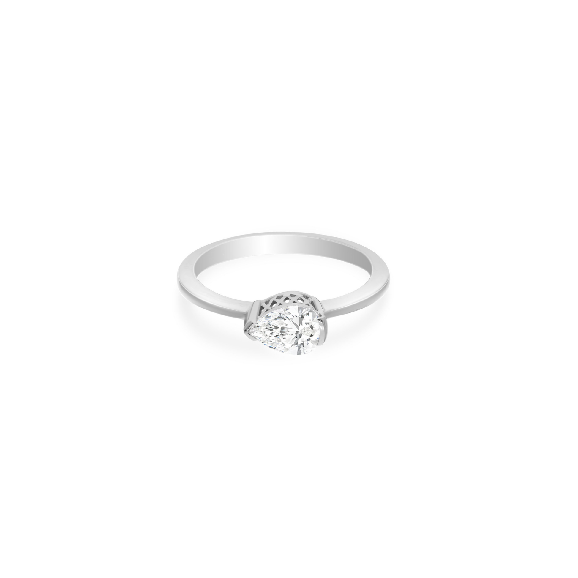 Solitaire Natural SI Clarity HI Color Pear Cut Diamond Ring in Fine Gold