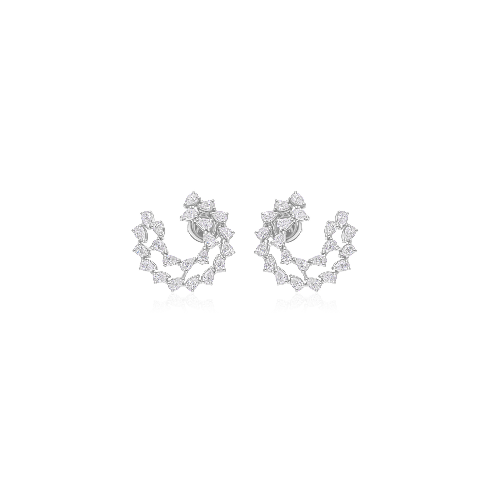 Pear Cut Natural SI Clarity HI Color Gold Diamond Wedding Earrings