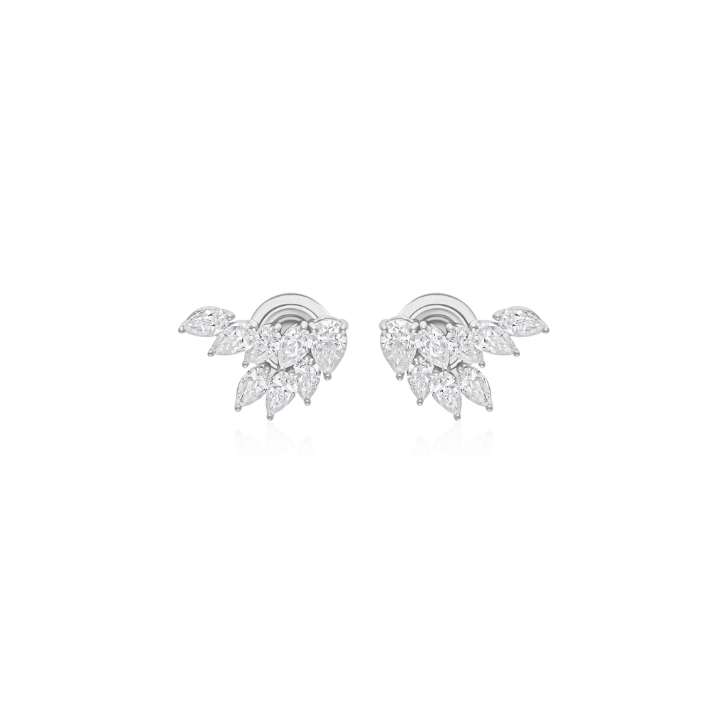 1.60 Carat Natural Pear Shaped Diamond Cluster Stud Earrings
