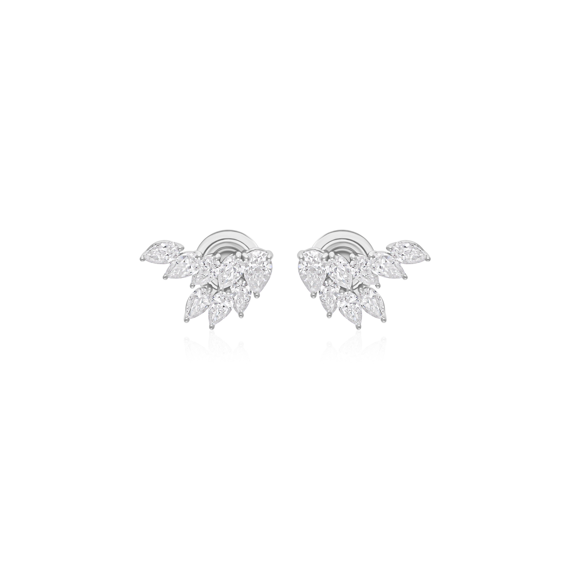 1.60 Ct Natural Pear Shaped Diamond Cluster Stud Earrings