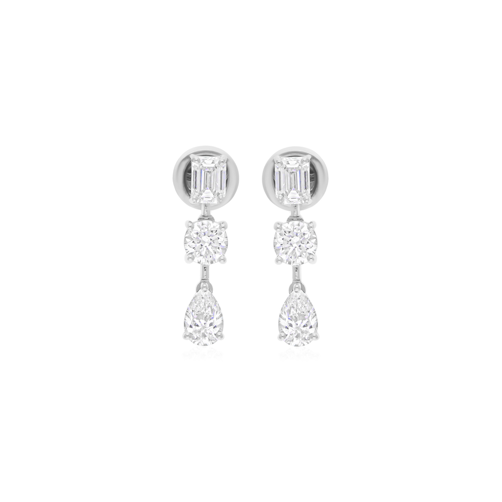 Multi Shape 2.72 Carat Natural Diamond Dangle & Drop Earrings