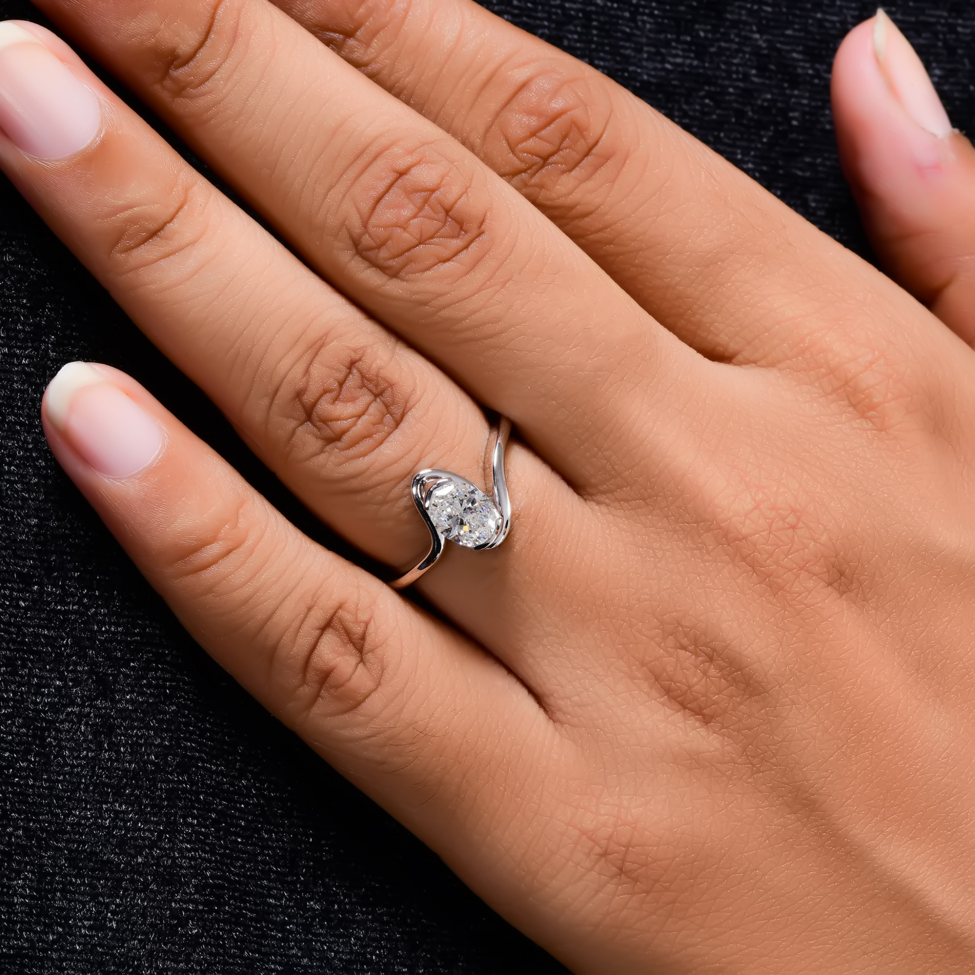 Oval Cut Natural Diamond Solitaire Engagement Ring in Gold Fine Jewelry