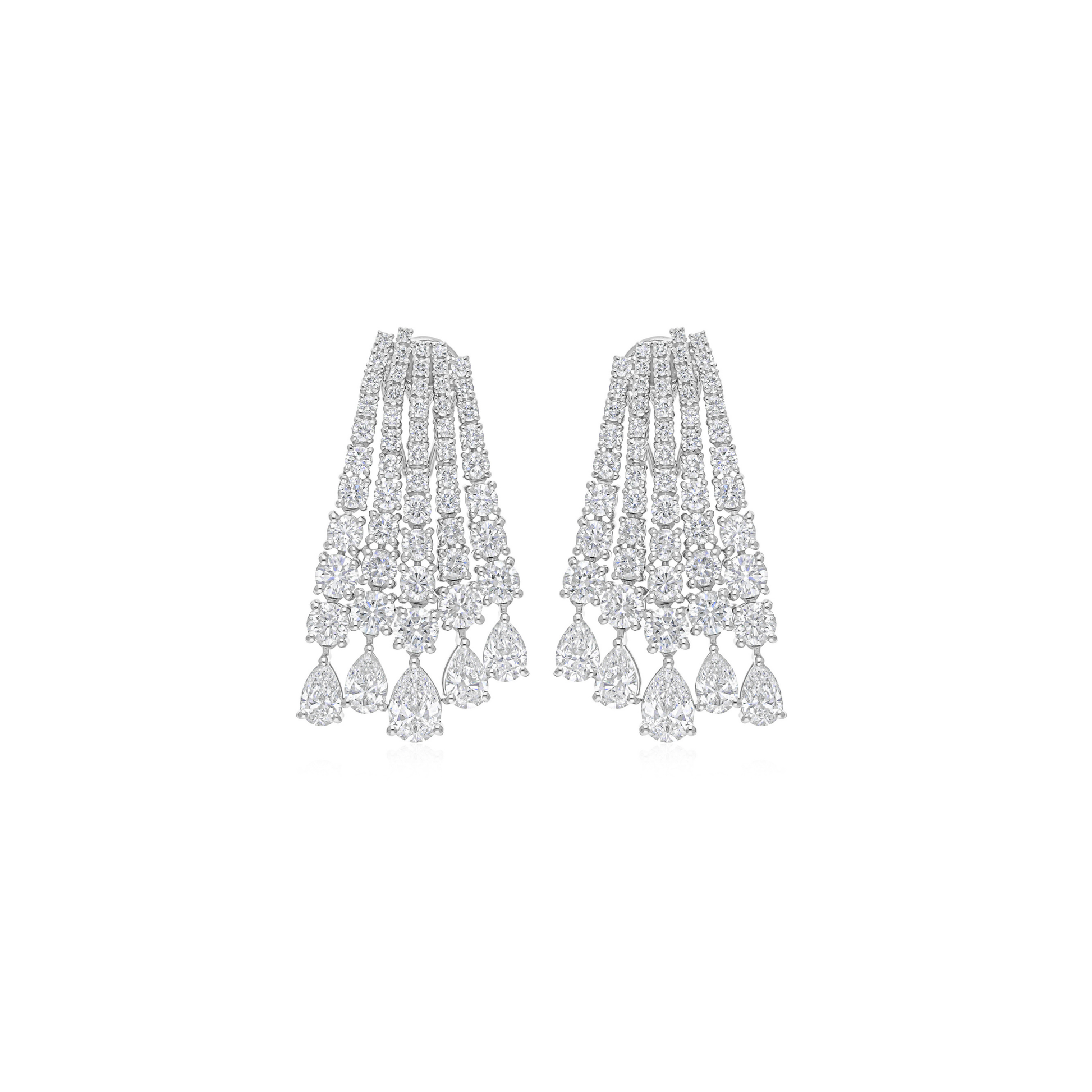 12.58 Ct SI/H Natural Round Pear Diamond Dangle Earrings in 18k Solid Gold