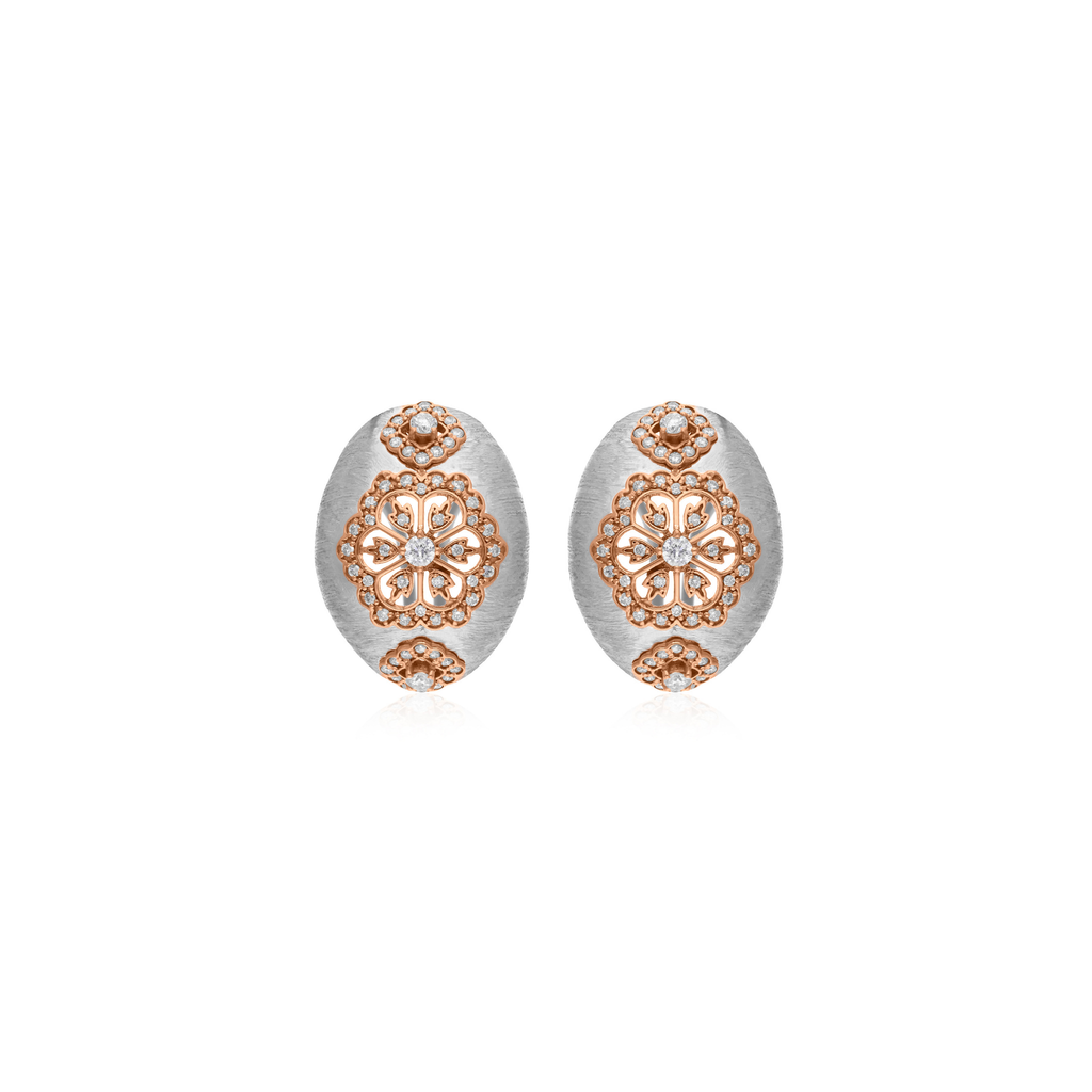 Genuine Natural Round Diamond Huggie Earrings in Dual Tone Gold