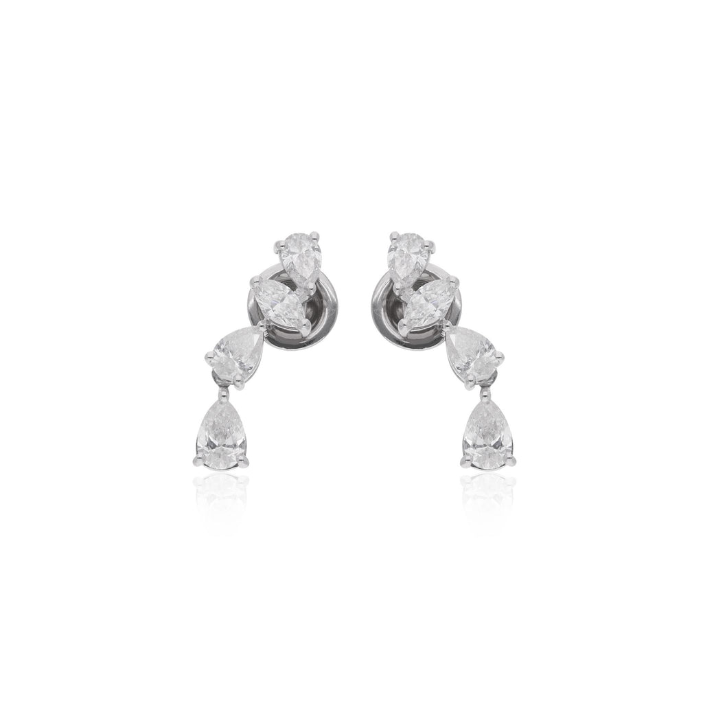 Linear Mixed Cut 1.86Ct Natural Diamond Drop Stud Anniversary Earrings