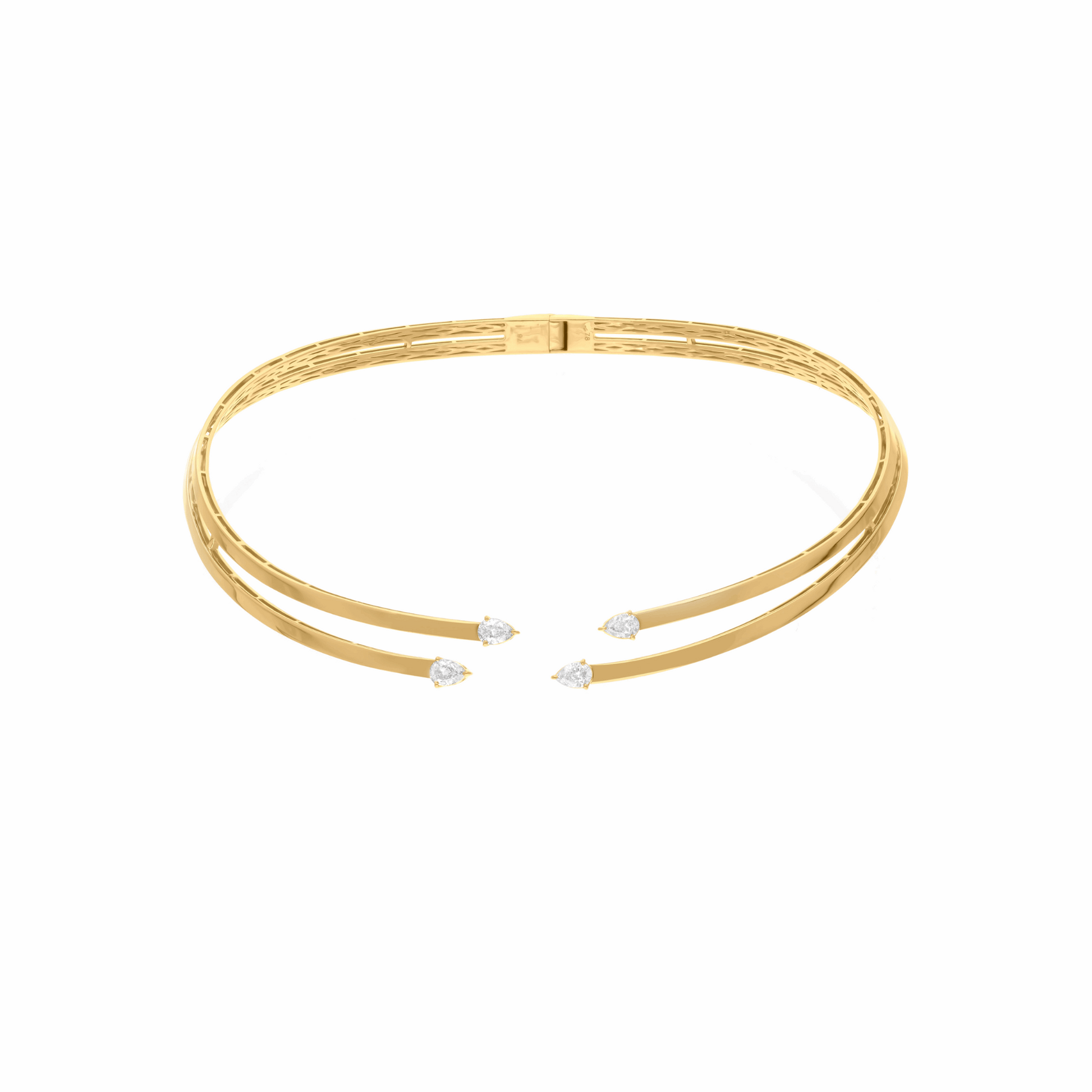 1.45 Ct. Natural SI/H Pear Diamond Choker Wedding Necklace 18k Gold