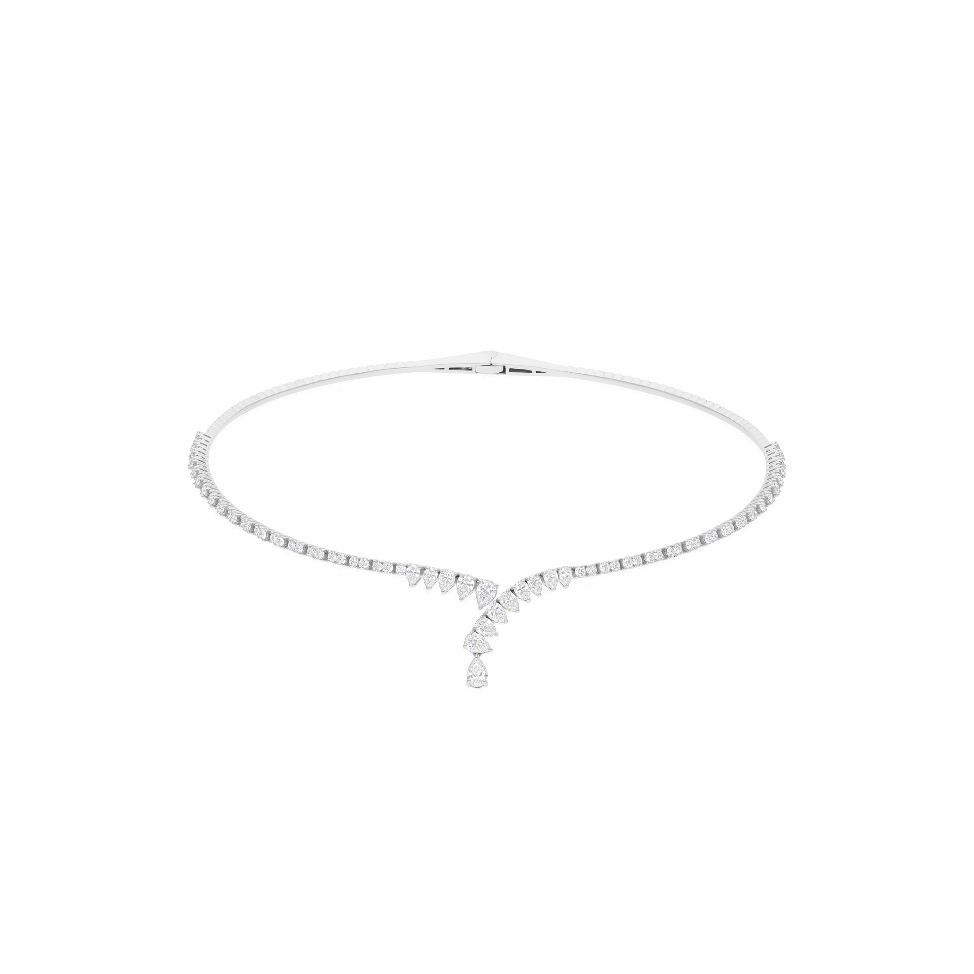 3.67 Ct. Pear Round Diamond Choker Necklace 18k Gold Jewelry
