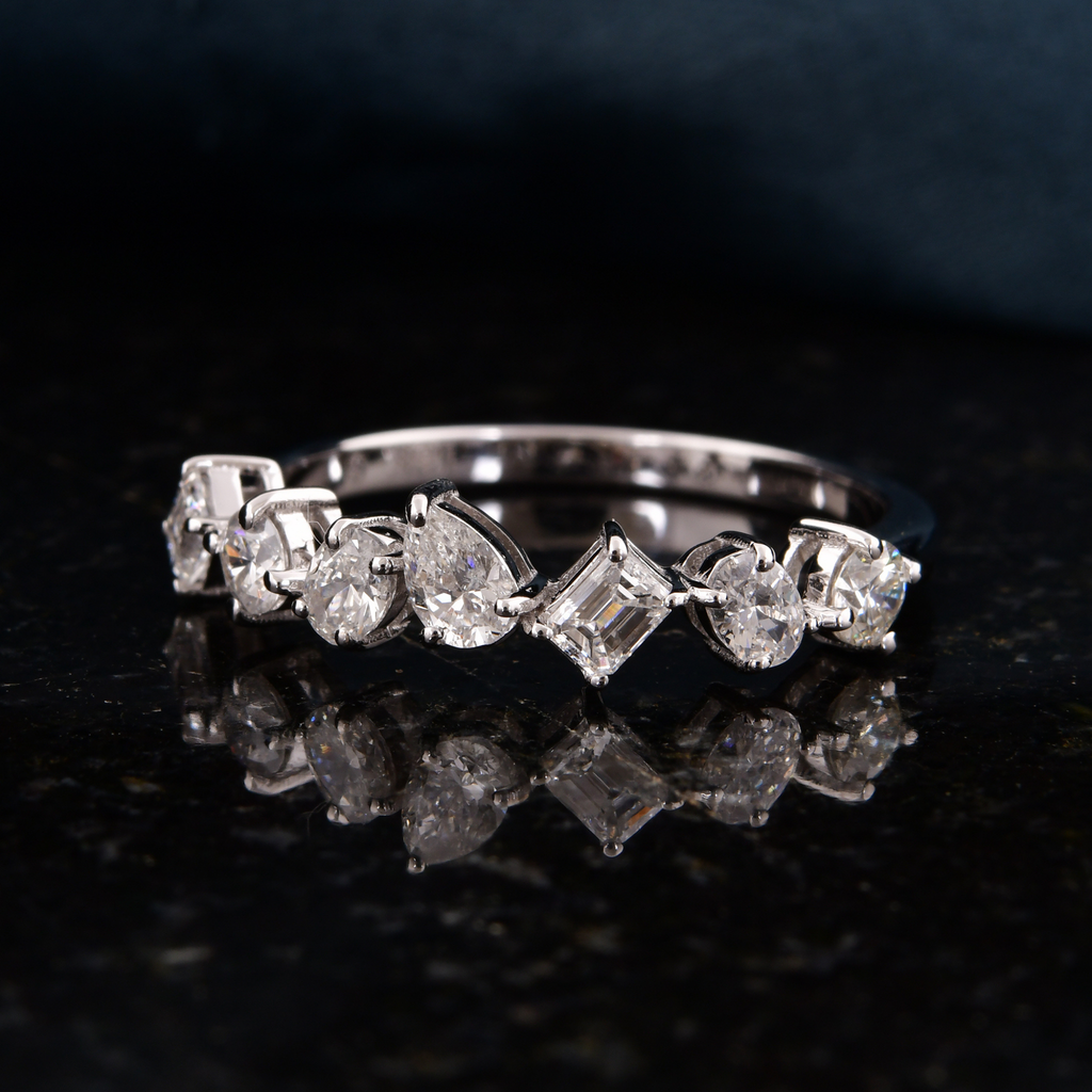 Certified Multi Shape Natural Diamond Ring Fine Gold Jewelry