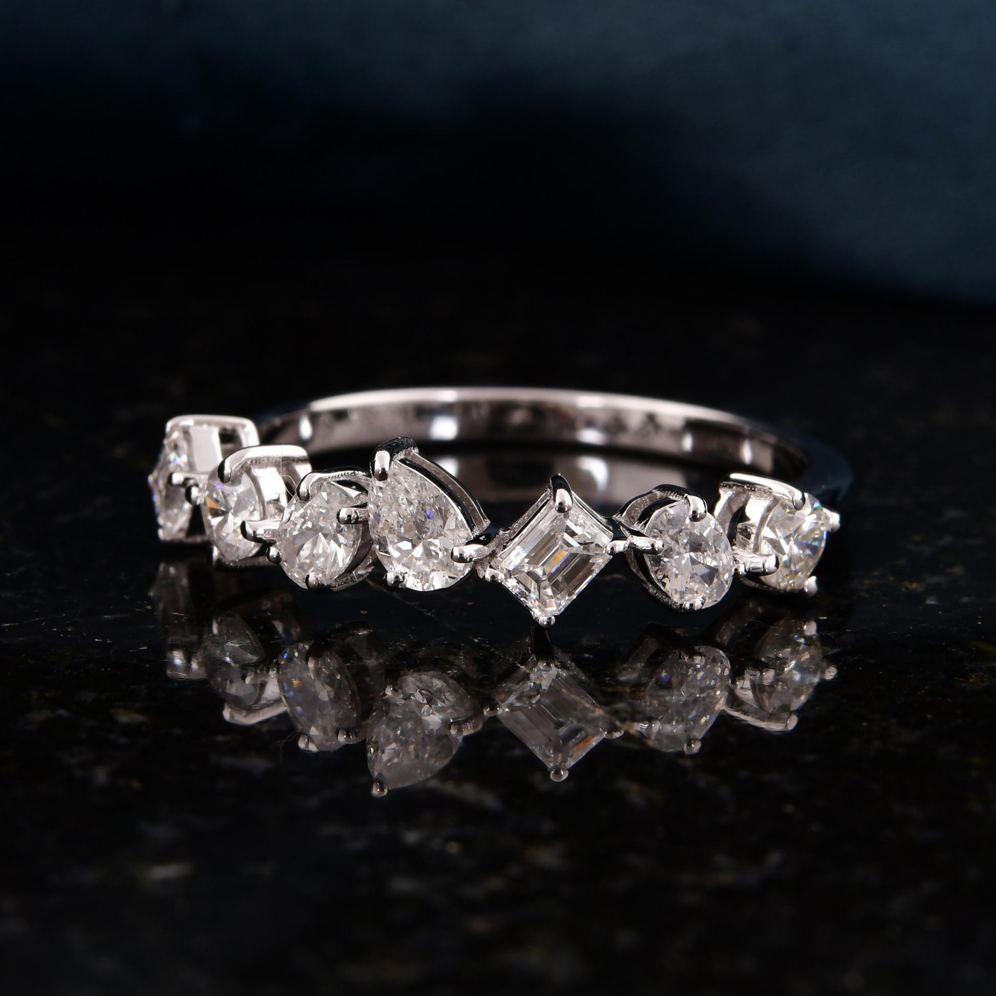 Certified Multi Shape Natural Diamond Ring Fine Gold Jewelry