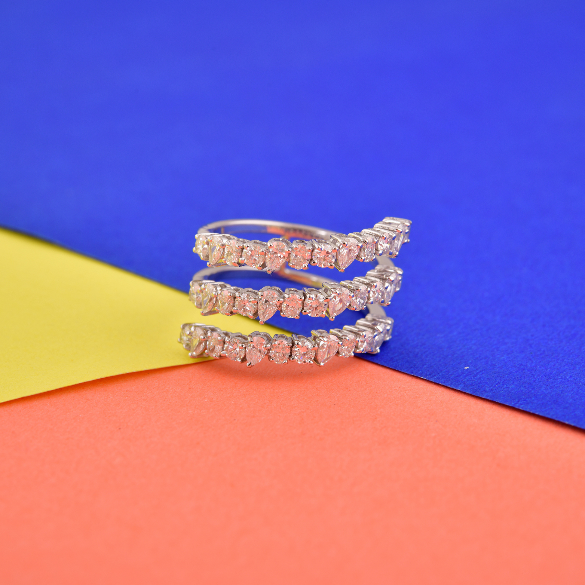Solid Gold 1.63 Carat Multi Twist Diamond Wrap Statement Ring