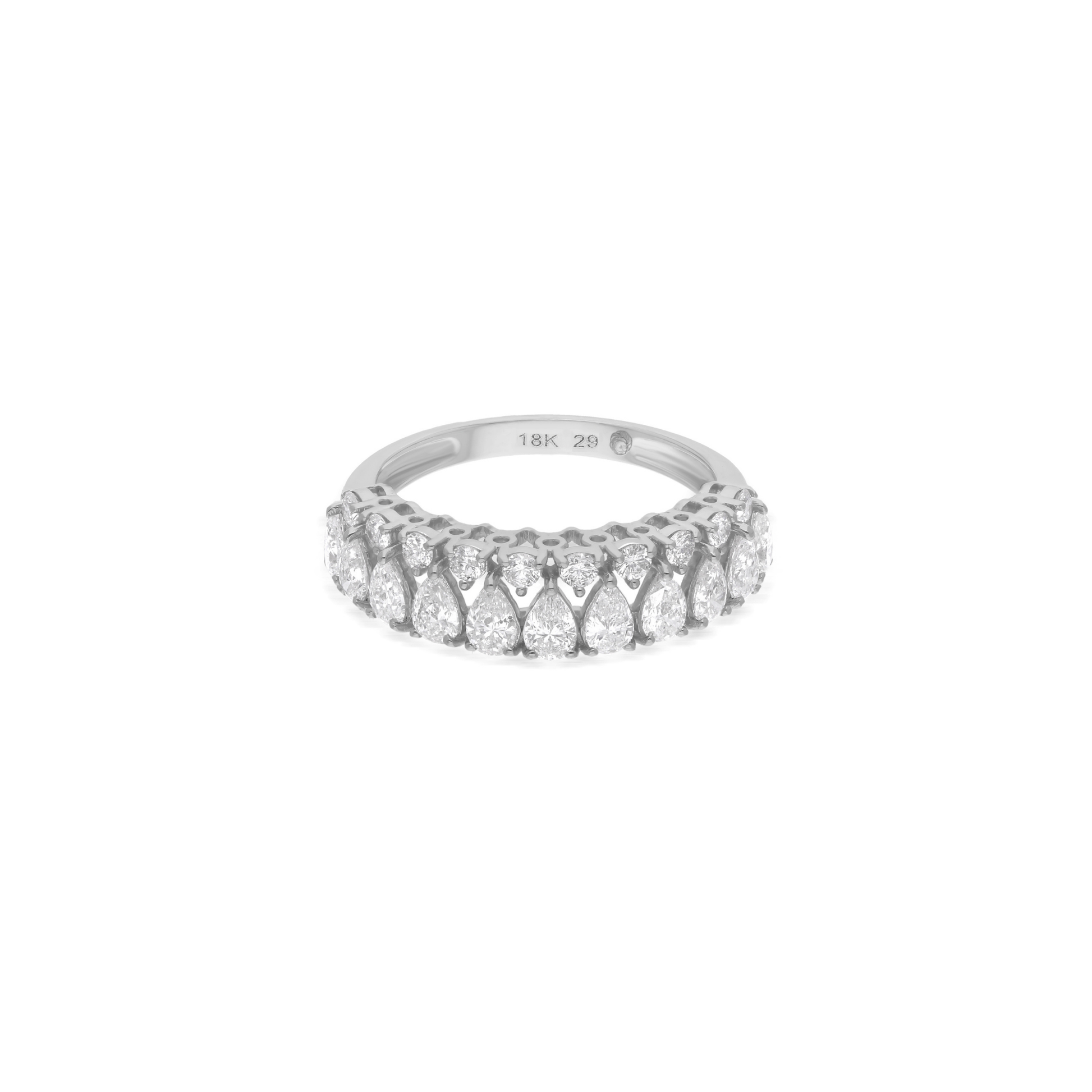Prong Set Round & Pear Cut Natural Diamond Engagement Band Ring