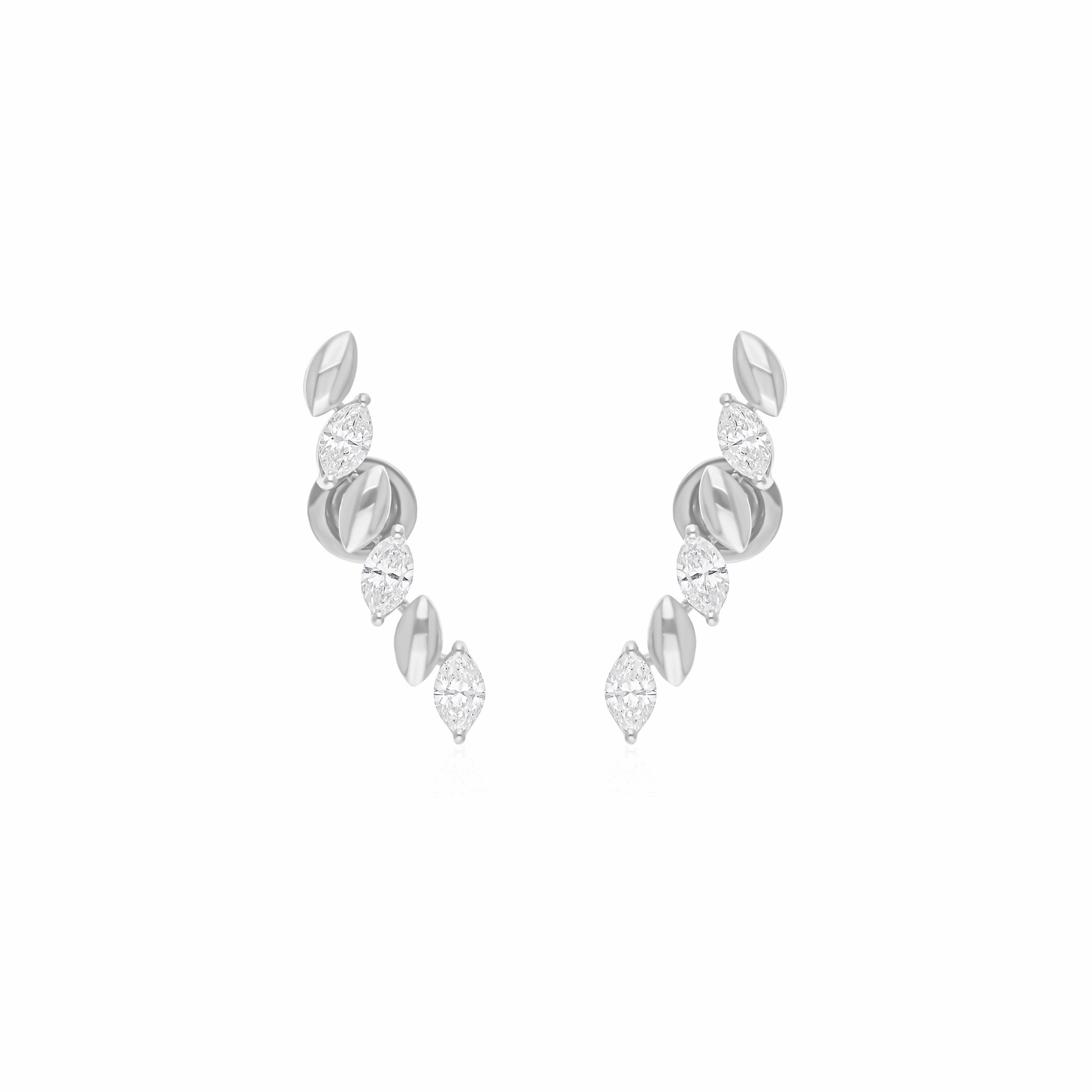 1.51 Ct Natural SI/H Marquise Diamond Climber Earrings Gift 18k Solid Gold