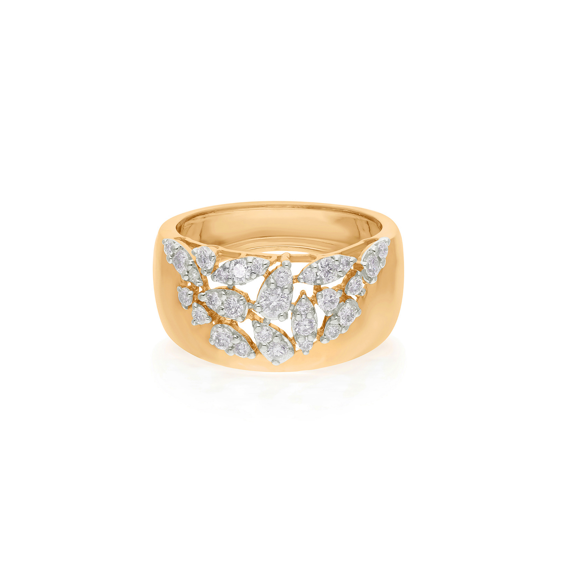 Fine Gold SI/H Real Round Pave Diamond Wedding Wide Band Ring