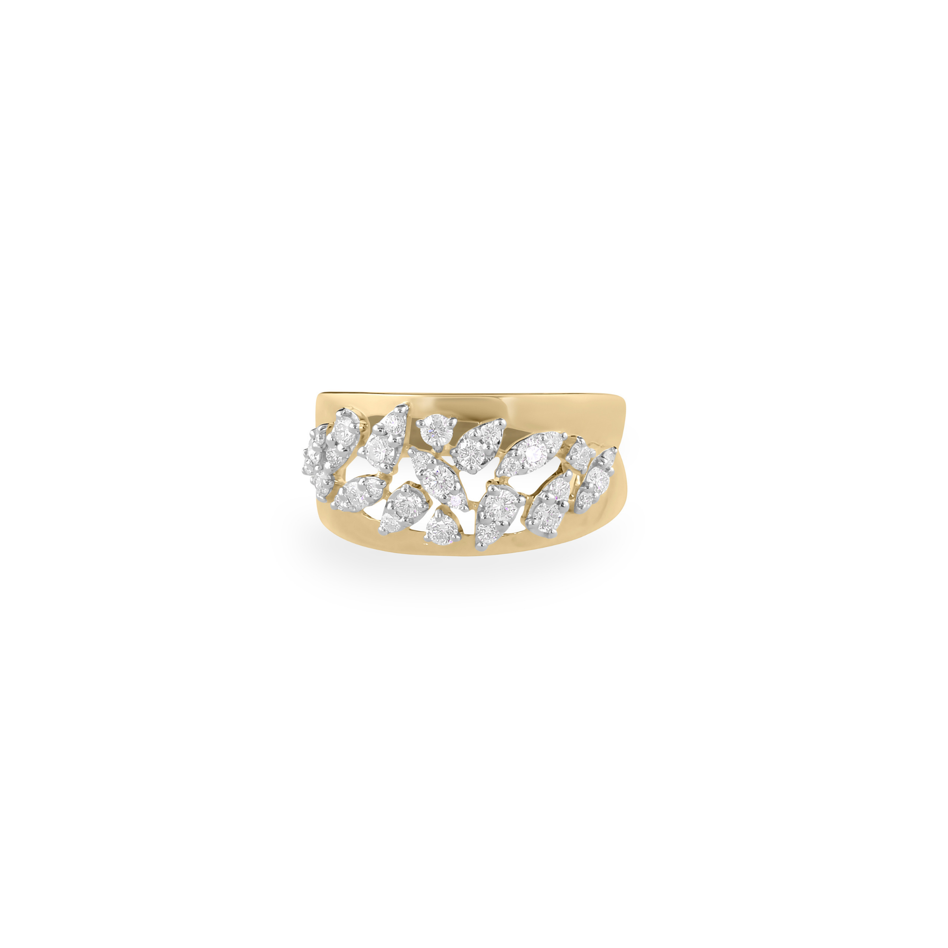 Round Cut Natural Diamond Wide Band Anniversary Fine Gold Ring