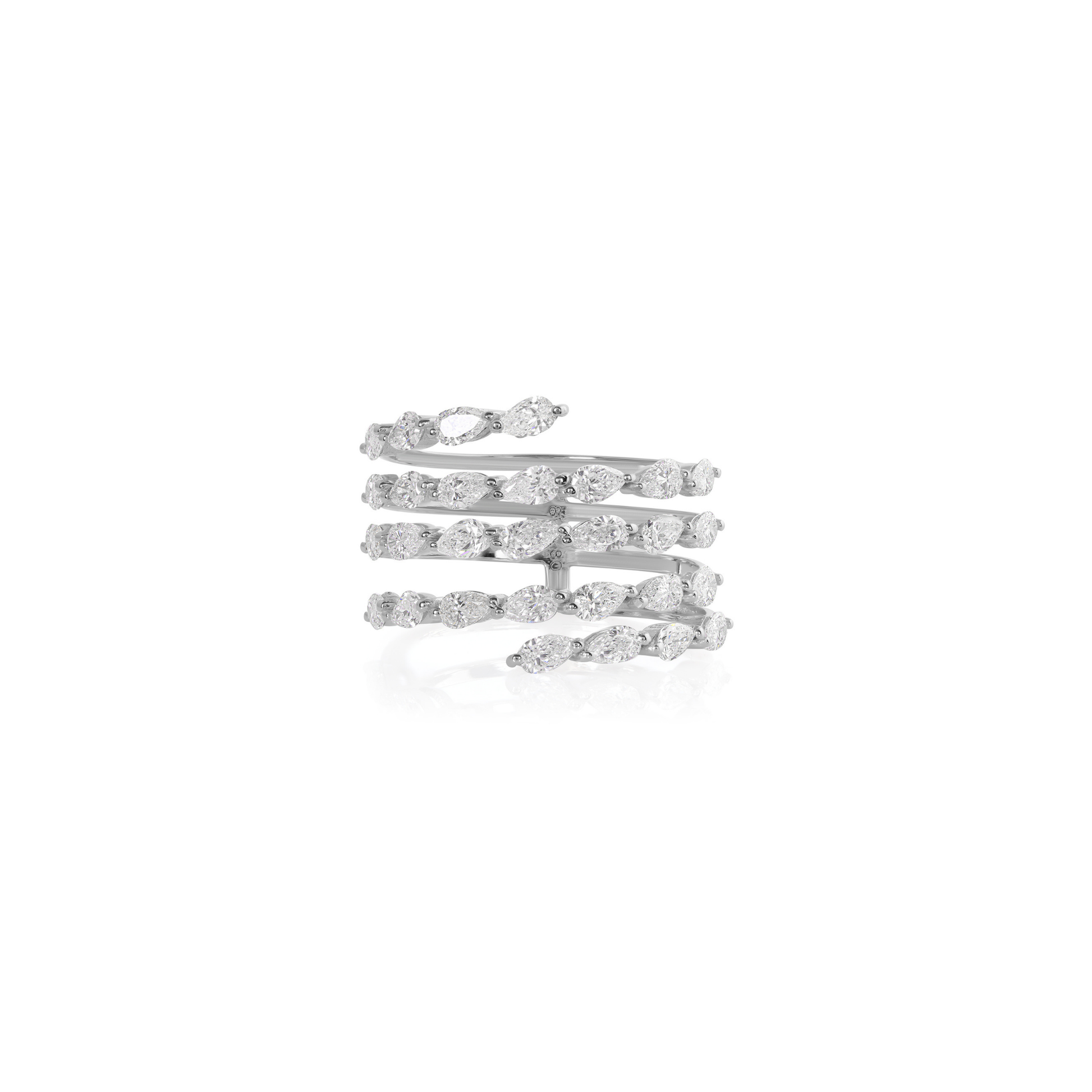 Cascade Spiral Pear Cut SI Clarity HI Color Diamond Wraparound Band Engagement Ring