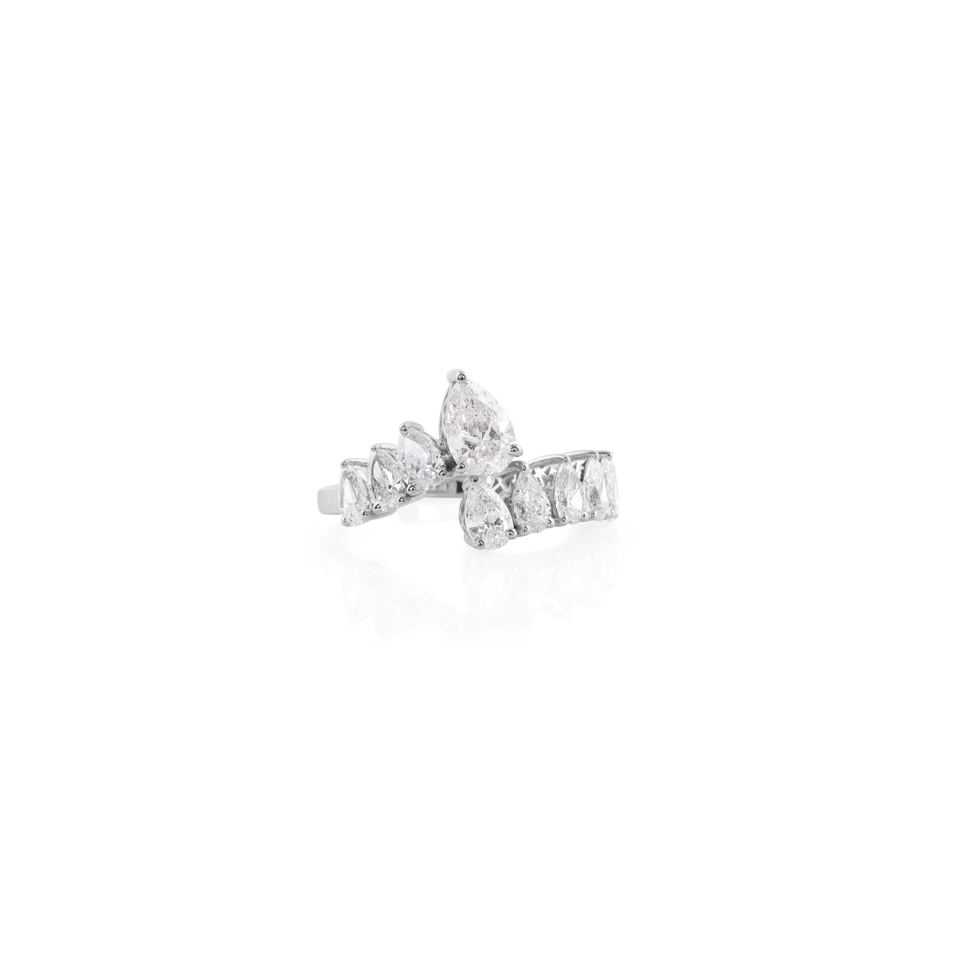 Sparkling Pear Cut Natural Gold Diamond Wrap Promise Ring
