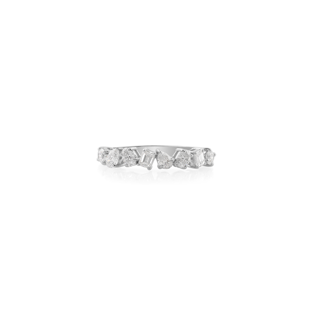 Fine Gold SI Clarity HI Color Diamond Multi Shaped Eternity Band Ring