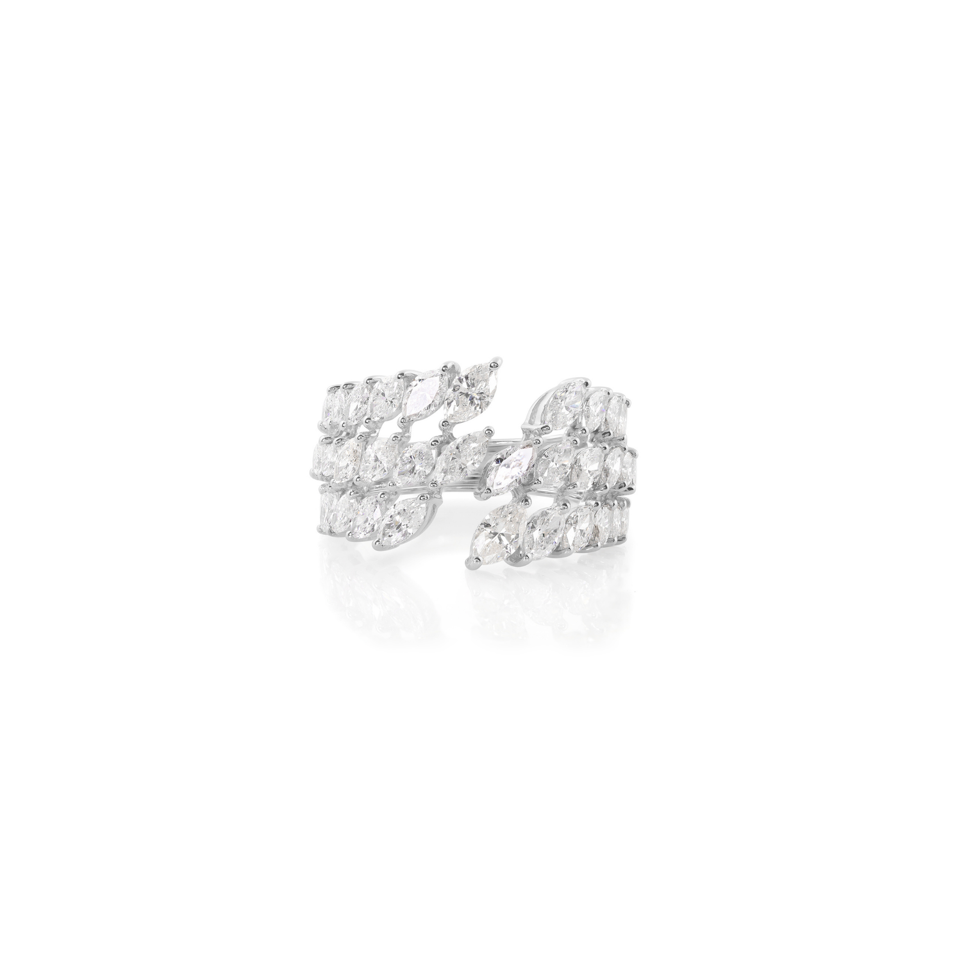 Solid Gold 2.77 Carat Marquise Cut Diamond Engagement Open Band Ring