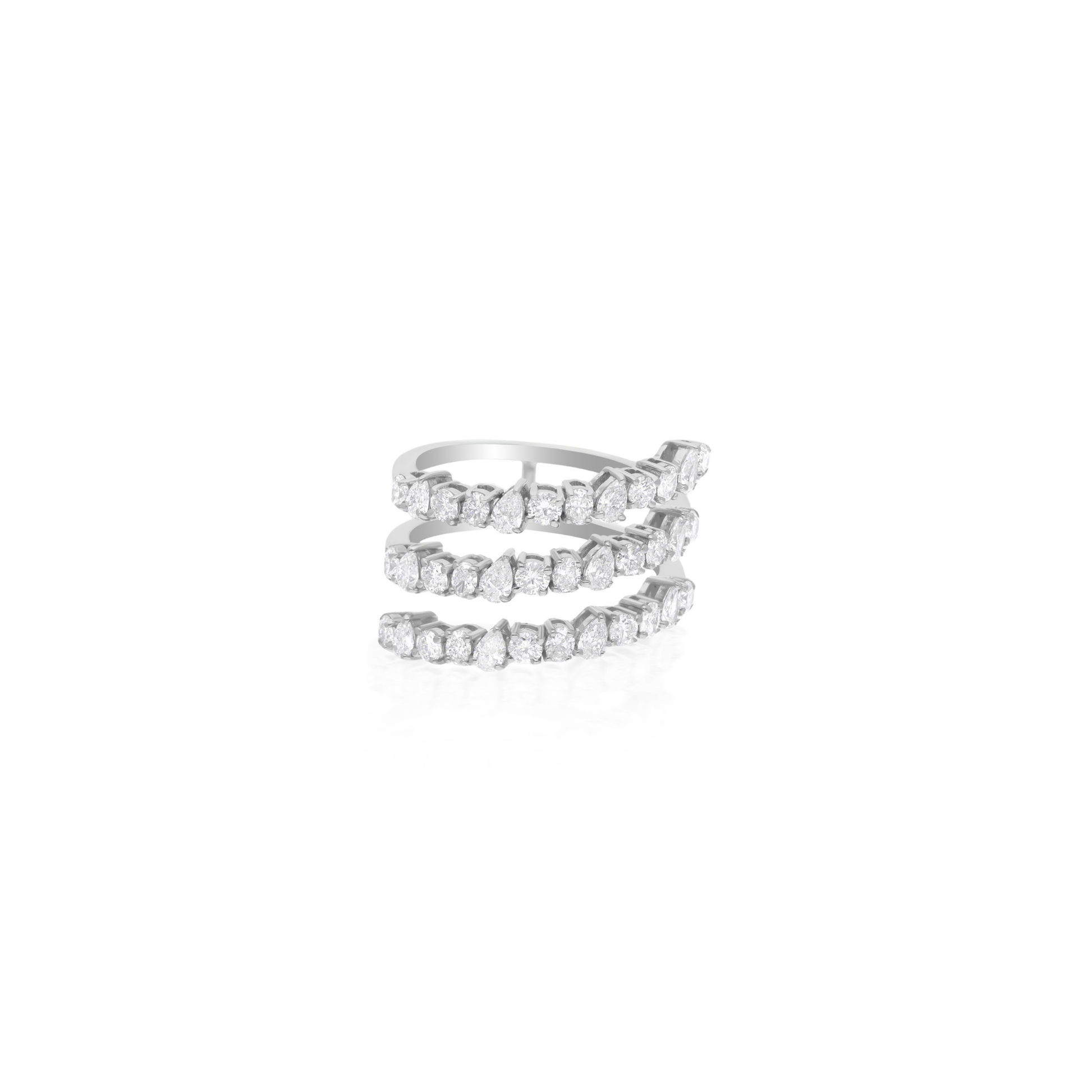 Solid Gold 1.63 Carat Multi Twist Diamond Wrap Statement Ring