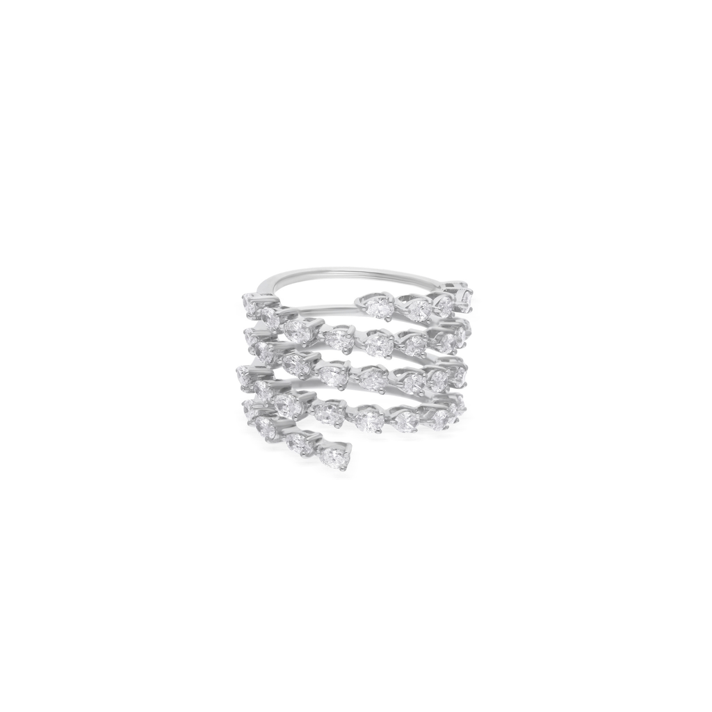 Solid Gold 2.08 Carat Statement Diamond Spiral Multi Band Cocktail Ring