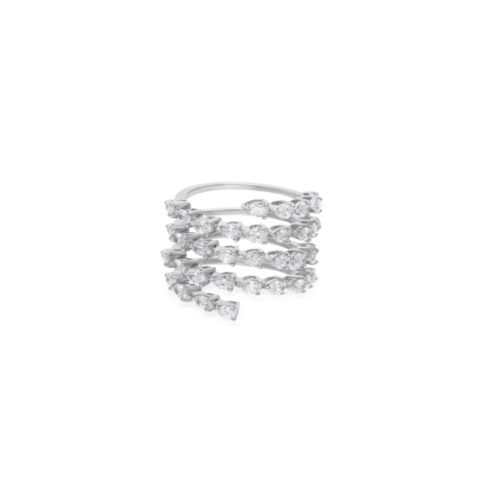 Solid Gold 2.08 Carat Statement Diamond Spiral Multi Band Cocktail Ring