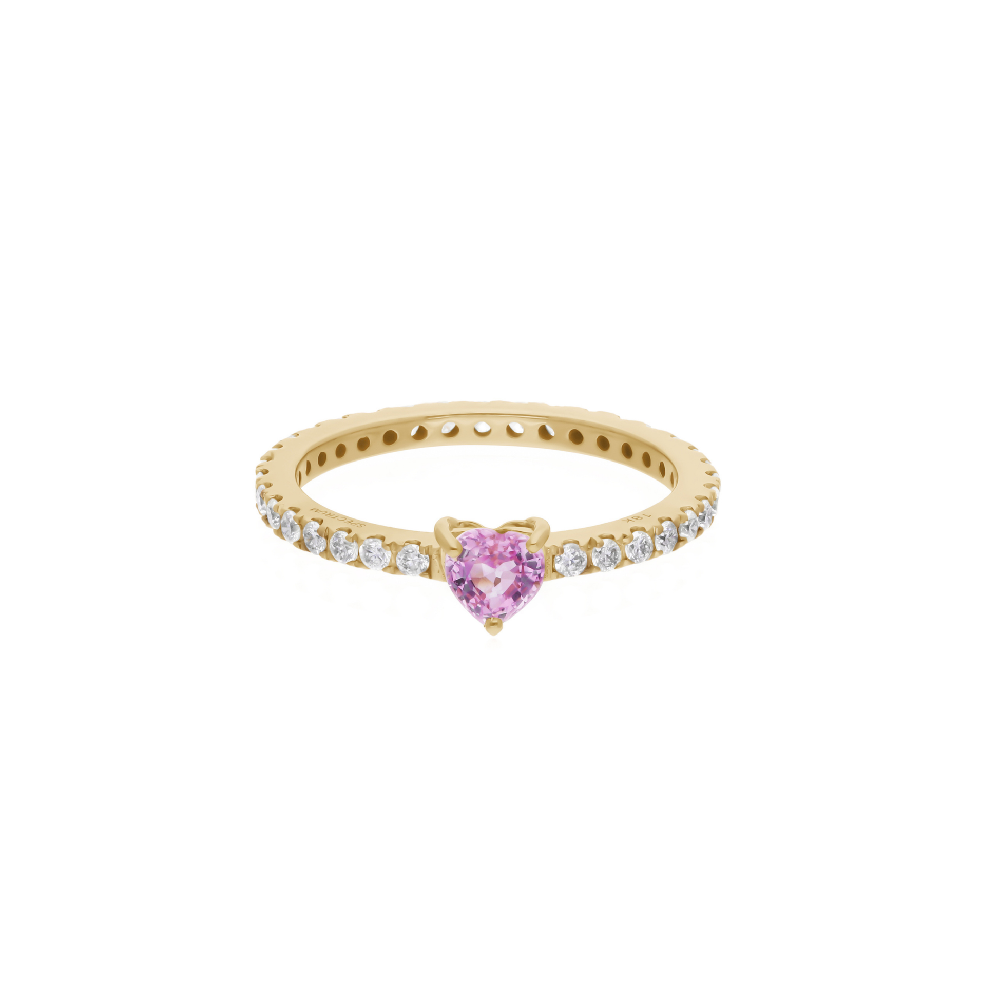 Delicate Heart Shaped Natural Pink Sapphire & Diamond Ring in Solid Gold