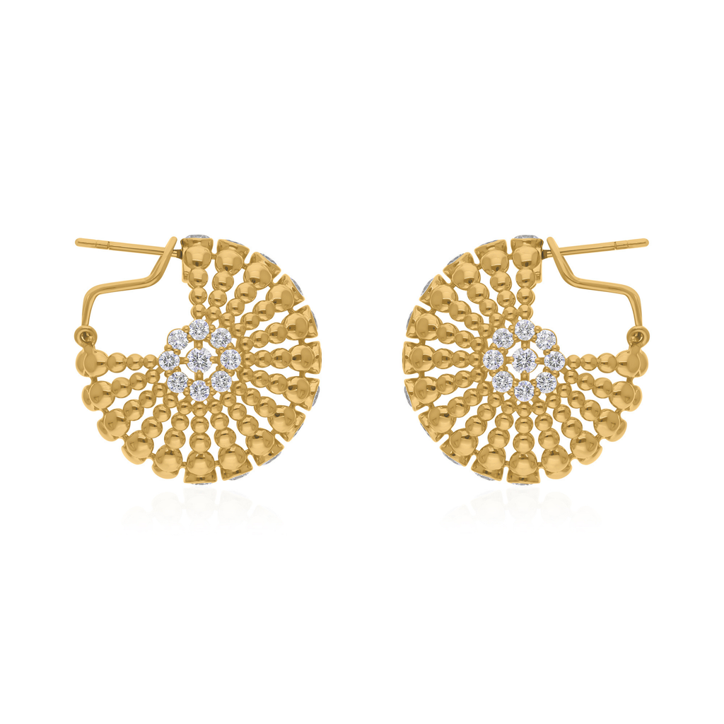 4.03 Carat Natural SI Clarity HI Color Round Diamond Fine Gold Earrings