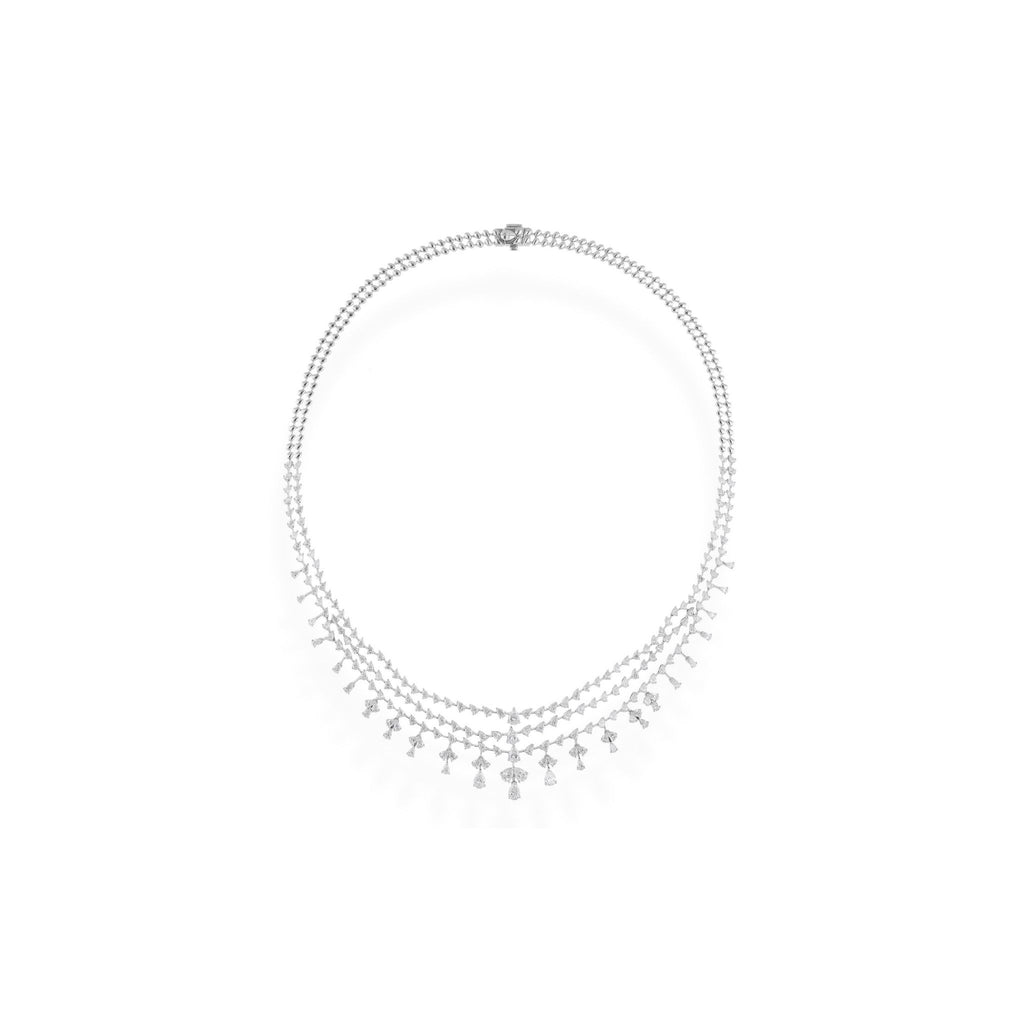 9.42 Carat Fine Gold Pear Shaped Diamond Layered Charm Bridesmaid Necklace