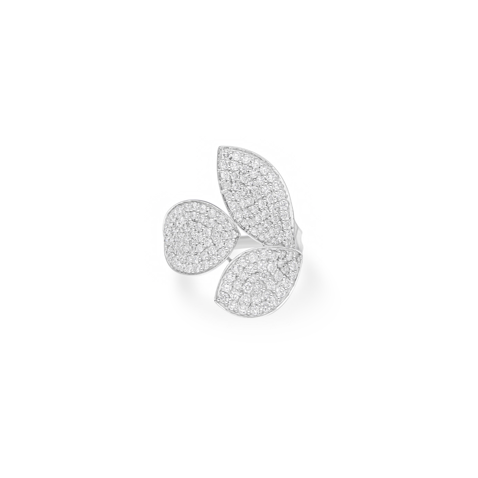 Certified Natural SI/HI Pave Diamond 1.40 Carat Leaf Cocktail Fine Gold Ring