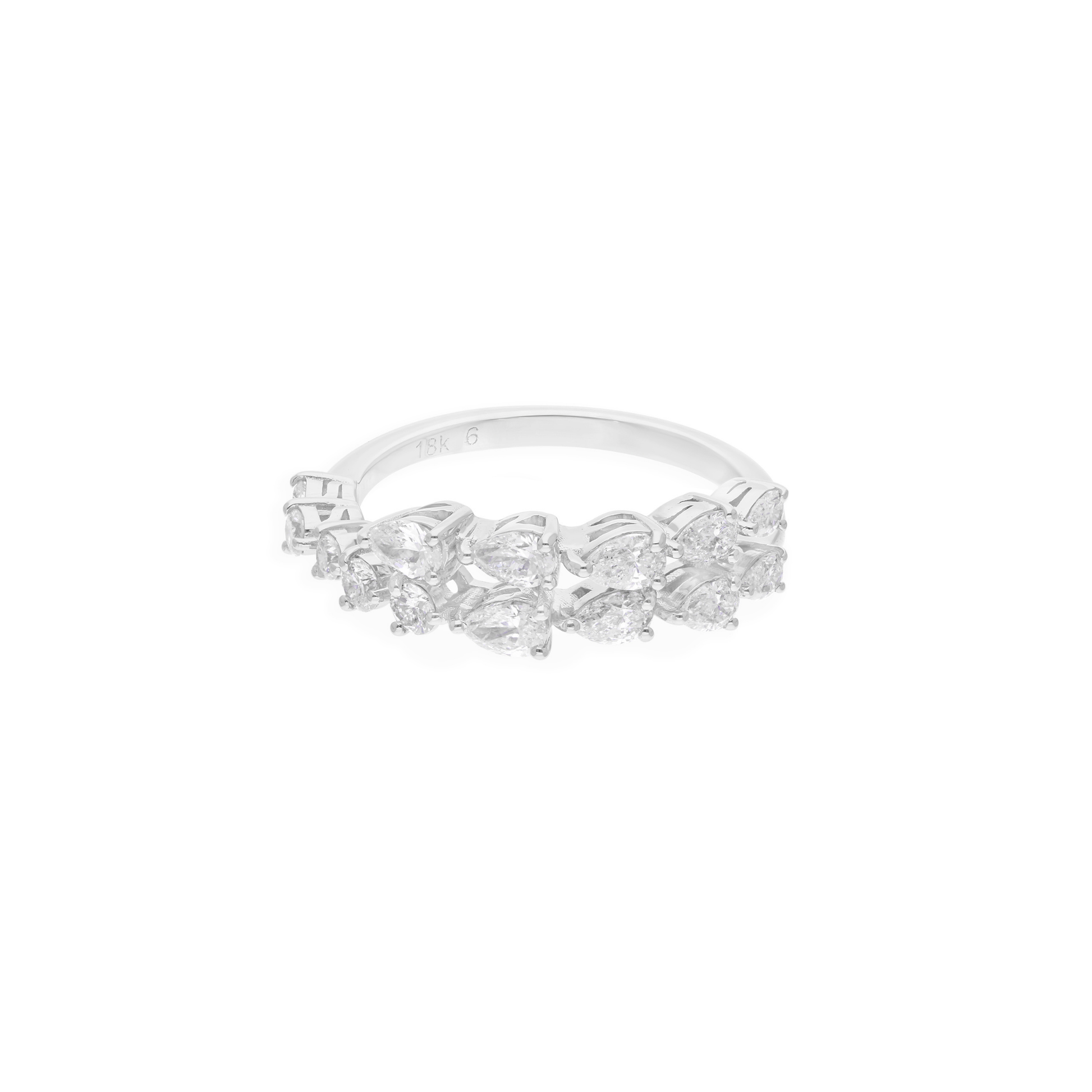 Certified Pear Brilliant Cut Natural Diamond Cluster Ring in Fine Gold