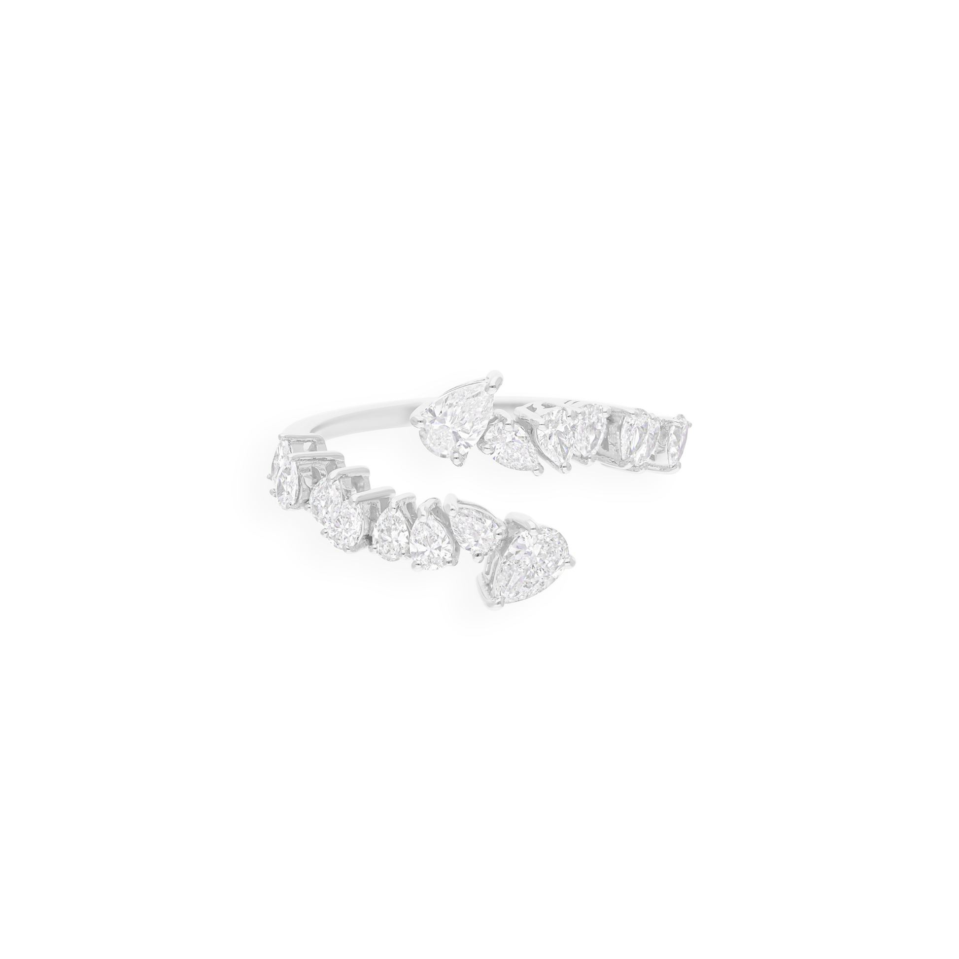 Natural Certified Pear Shaped Diamond 1.06 Carat Cuff Bypass Ring