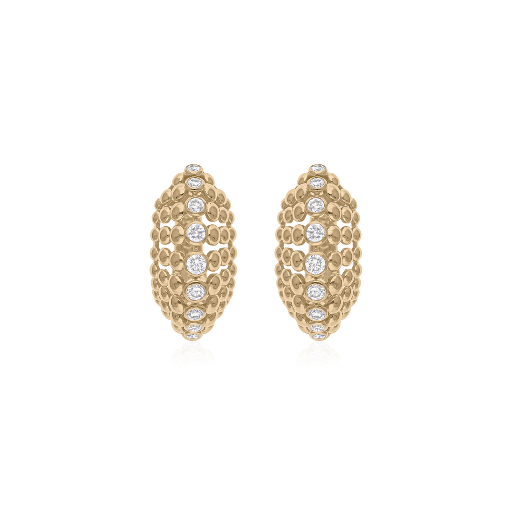 1.21 Ct. Round Cut Diamonds Dome Hoop Huggies Earrings