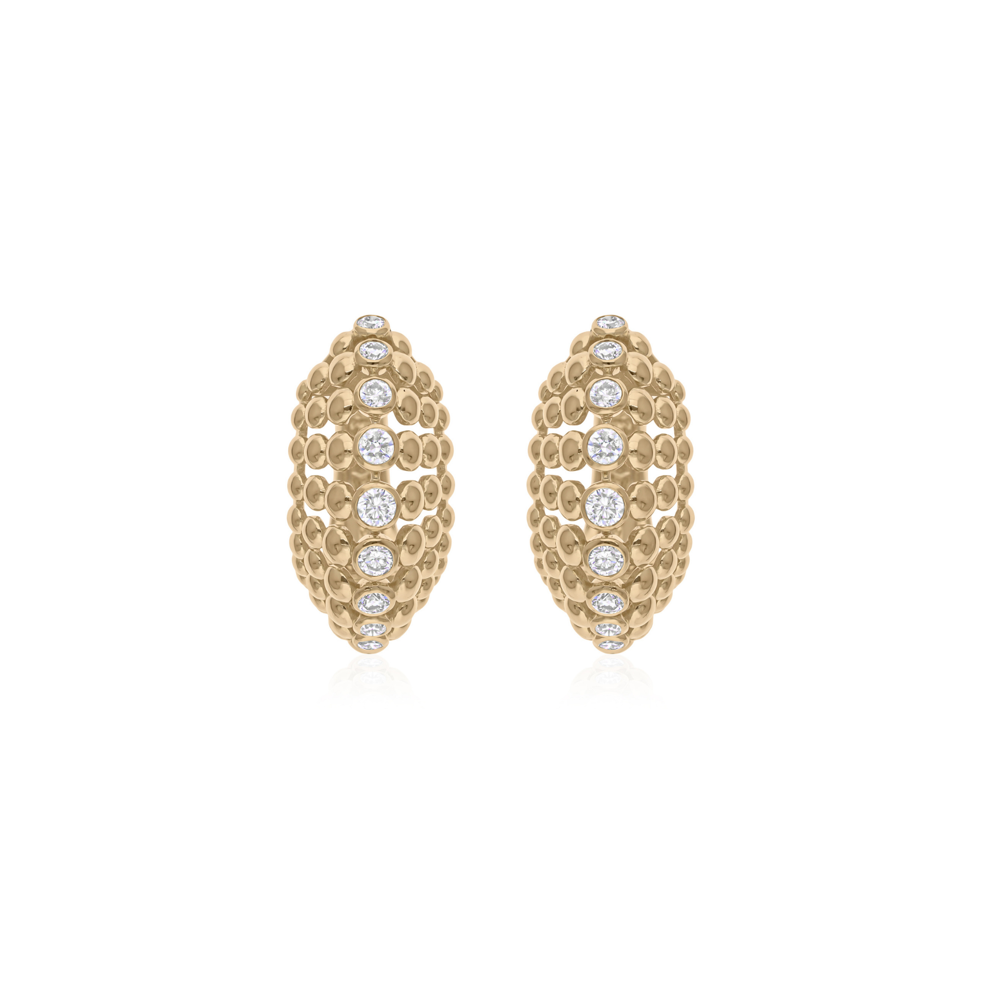1.21 Ct. Round Cut Diamonds Dome Hoop Huggies Earrings
