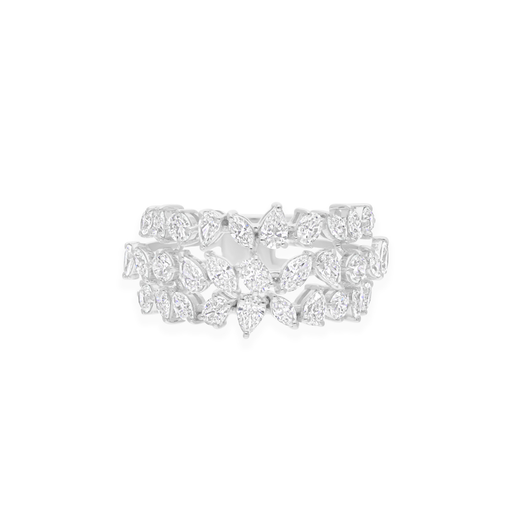 Statement Natural HI/SI Multi Shape 2.22 Carat Diamond Cluster Ring in Solid Gold