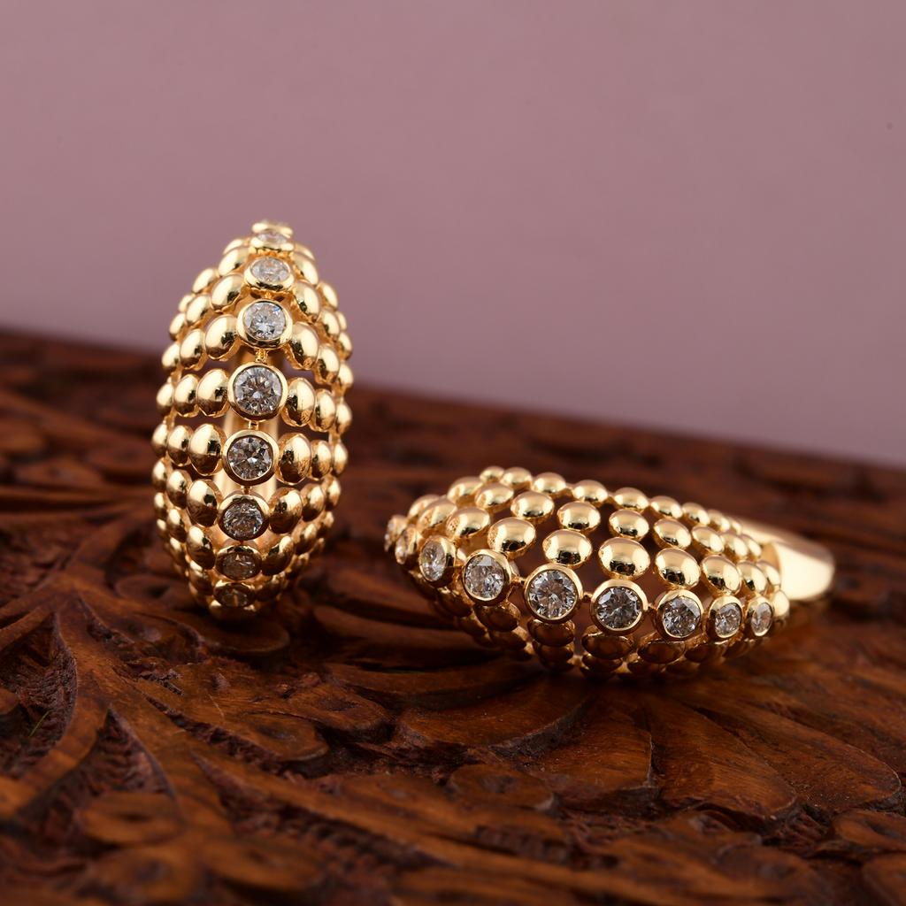 1.21 Ct. Round Cut Diamonds Dome Hoop Huggies Earrings