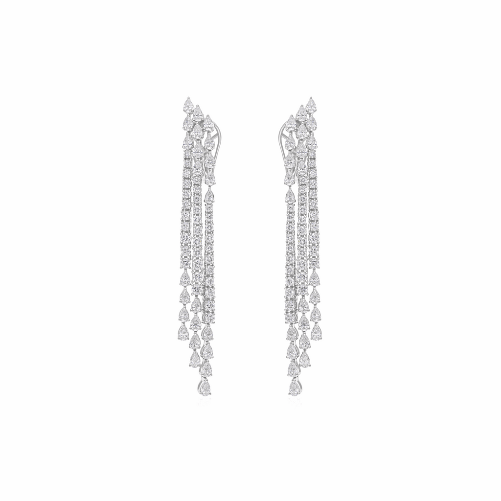 5.10 Ct. SI/H Round Diamond Dangle Earrings 18K Gold Handmade Jewelry