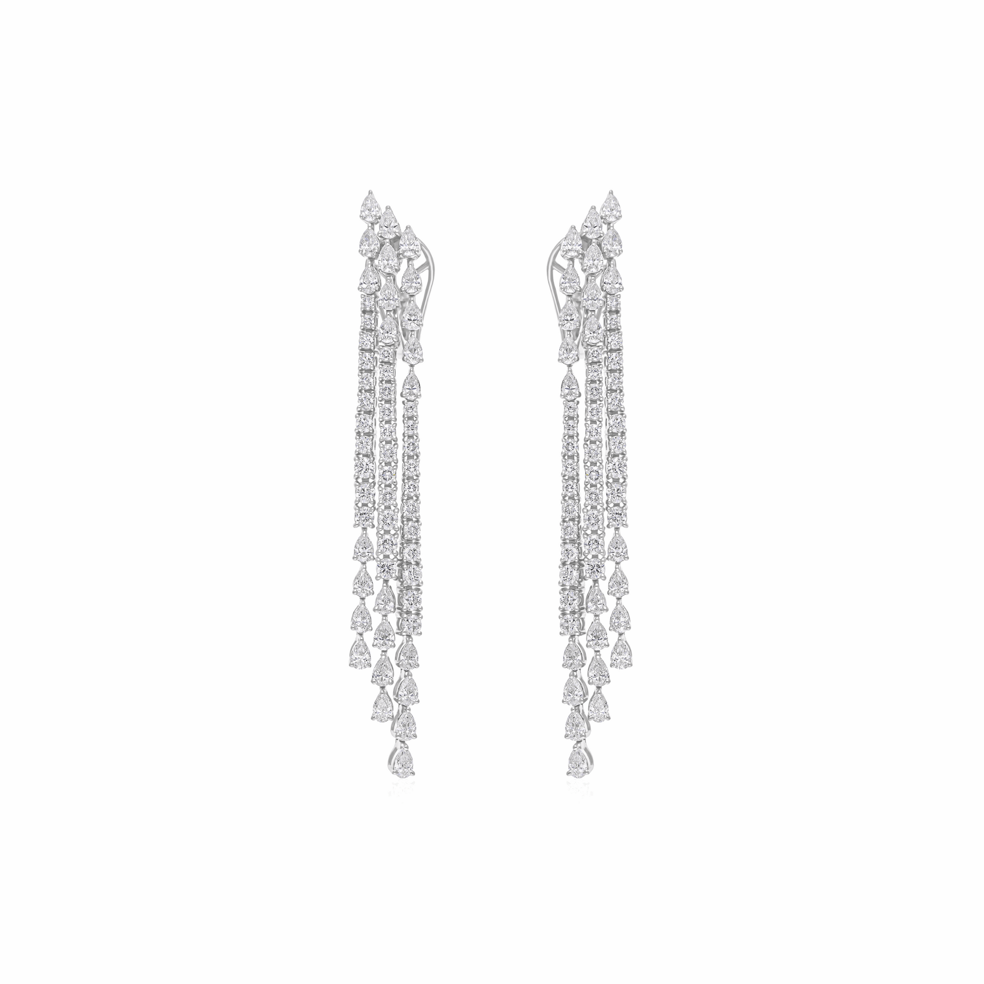 5.10 Ct. SI/H Round Diamond Dangle Earrings 18K Gold Handmade Jewelry