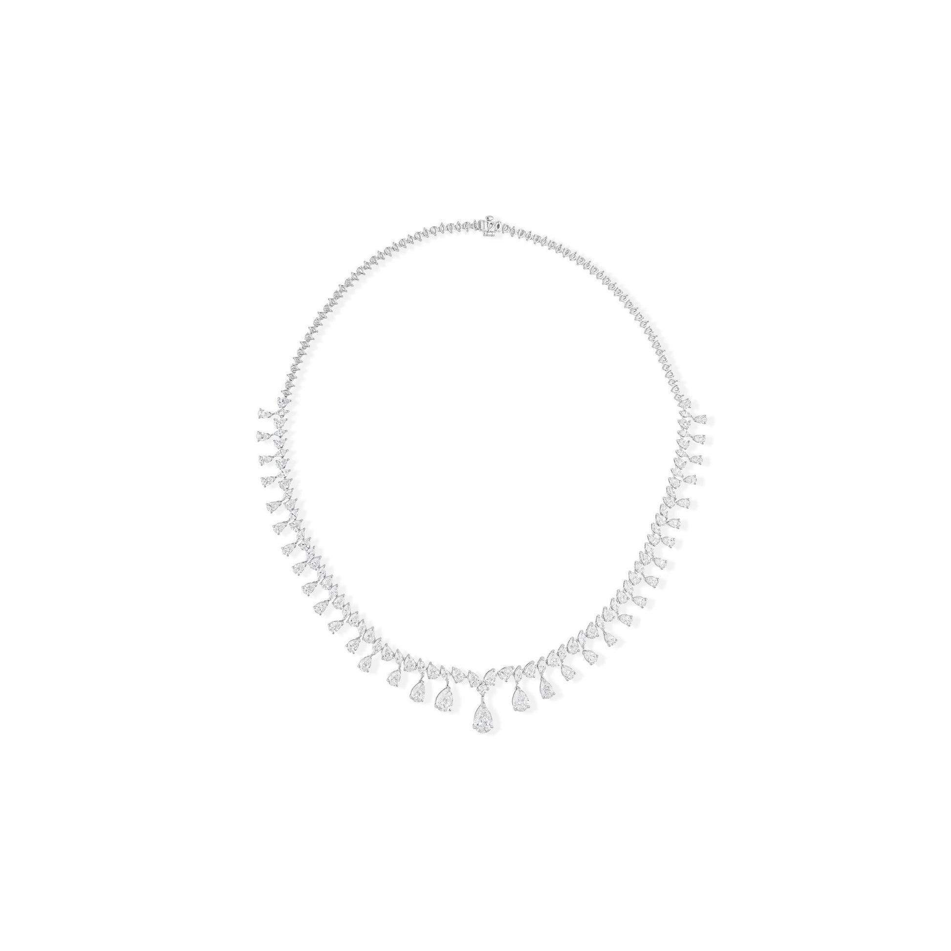 14.44 Ct Natural SI/H Pear Diamond in 18k Solid Gold Collar Wedding Necklace