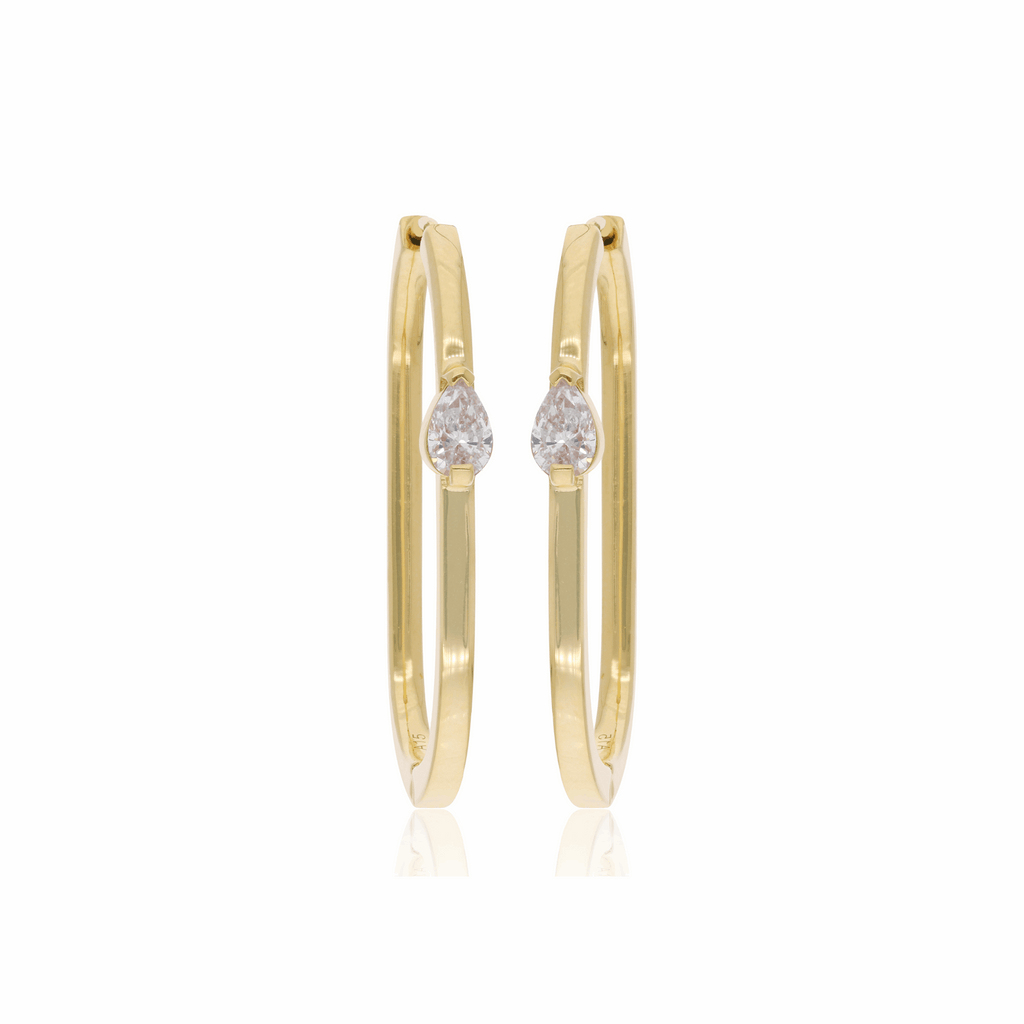 SI/H Pear Diamond Hoop Earrings 18K Gold Birthday Gift 0.71 Ct.