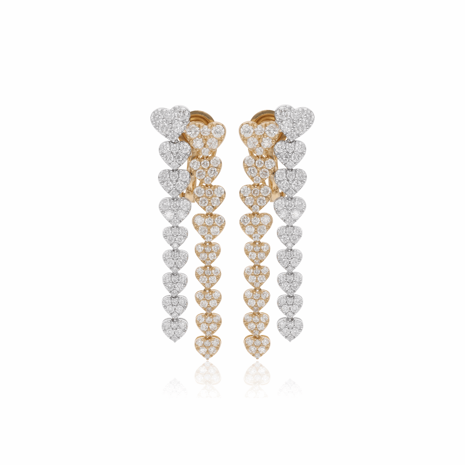 3.36 Ct. Natural Diamond Heart Drop Earrings 18K Gold Dual Tone Dangle Design